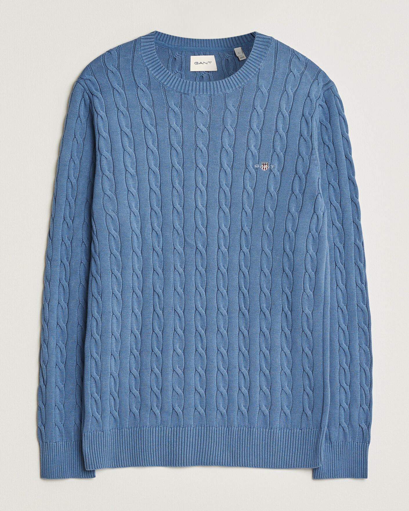 Hombres | Jerséis y prendas de punto | Gant | Cotton Cable Crew Neck Blue Horizon