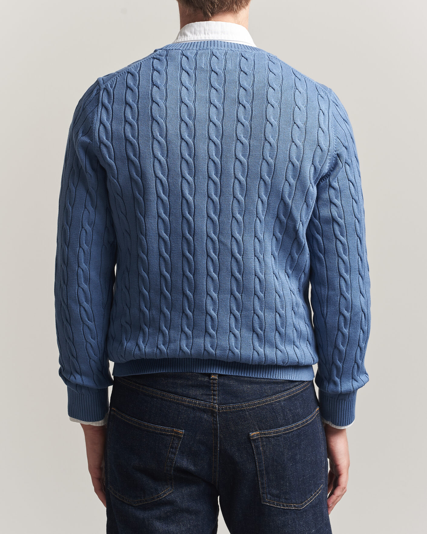 Hombres | Jerséis y prendas de punto | Gant | Cotton Cable Crew Neck Blue Horizon