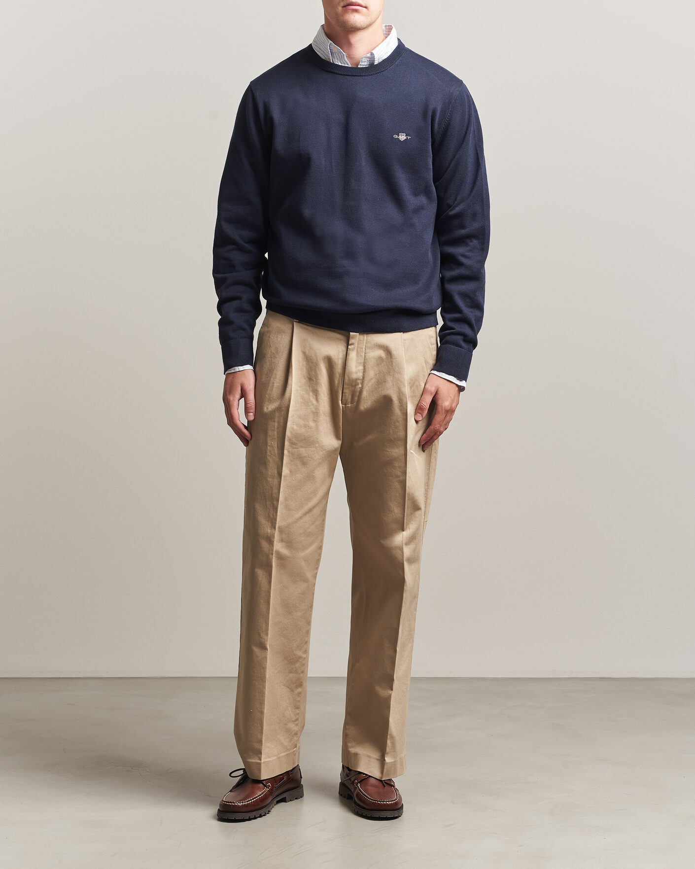Hombres | Jerséis y prendas de punto | Gant | Classic Cotton Crew Neck Evening Blue