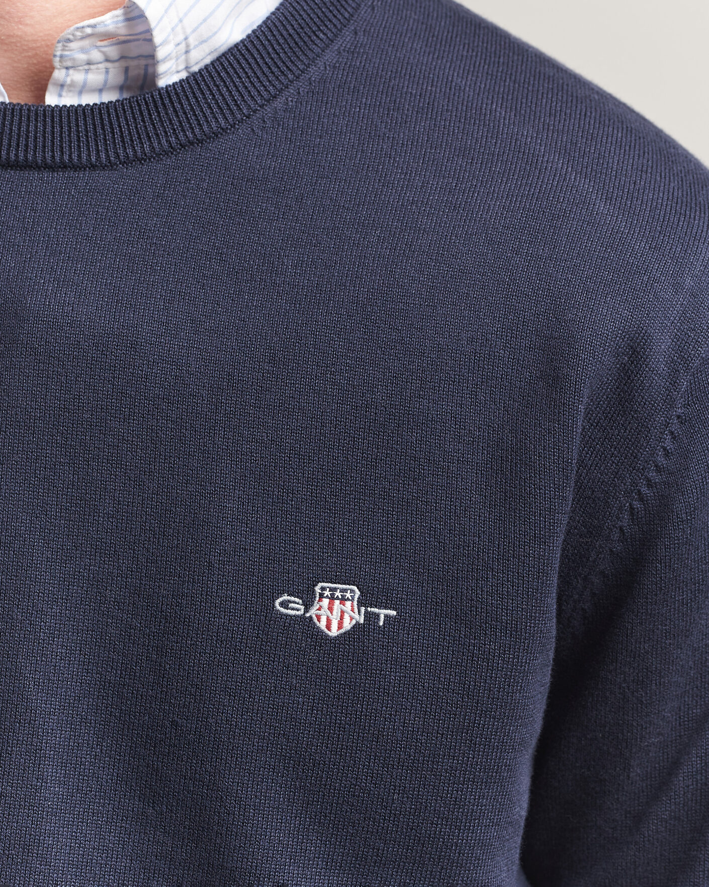 Hombres | Jerséis y prendas de punto | Gant | Classic Cotton Crew Neck Evening Blue