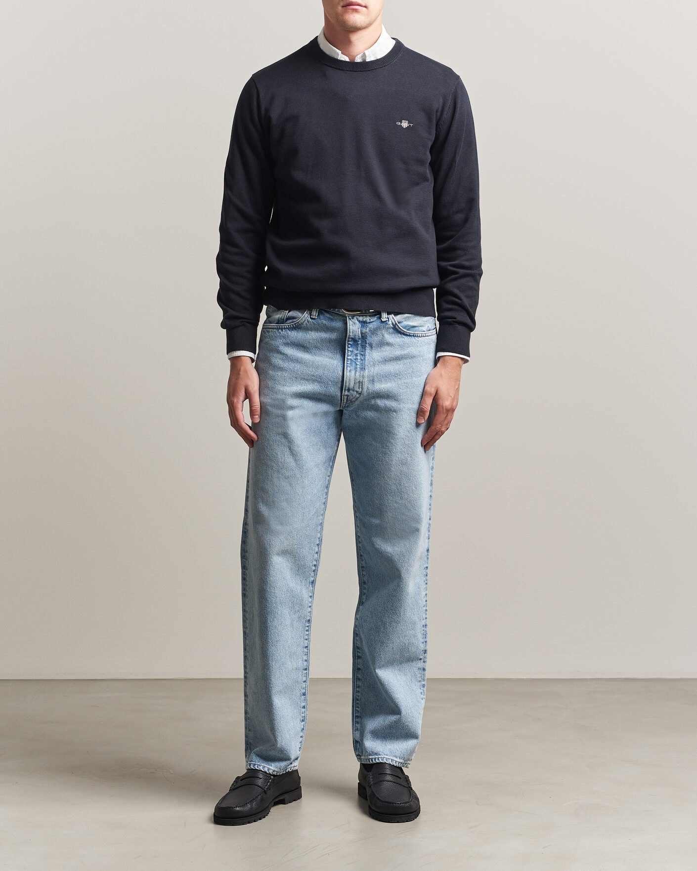 Hombres | Jerséis y prendas de punto | Gant | Classic Cotton Crew Neck Black