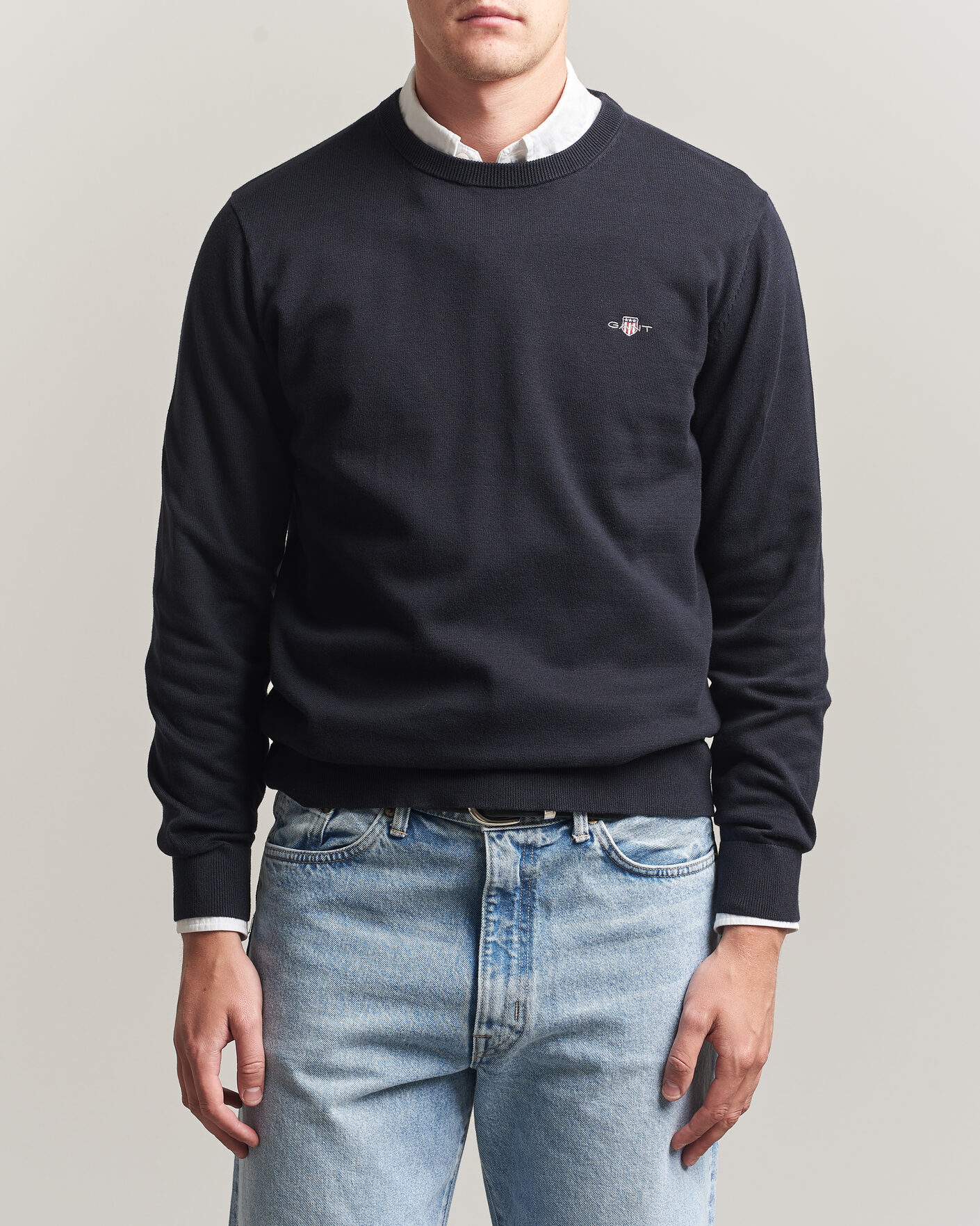 Hombres | Jerséis y prendas de punto | Gant | Classic Cotton Crew Neck Black