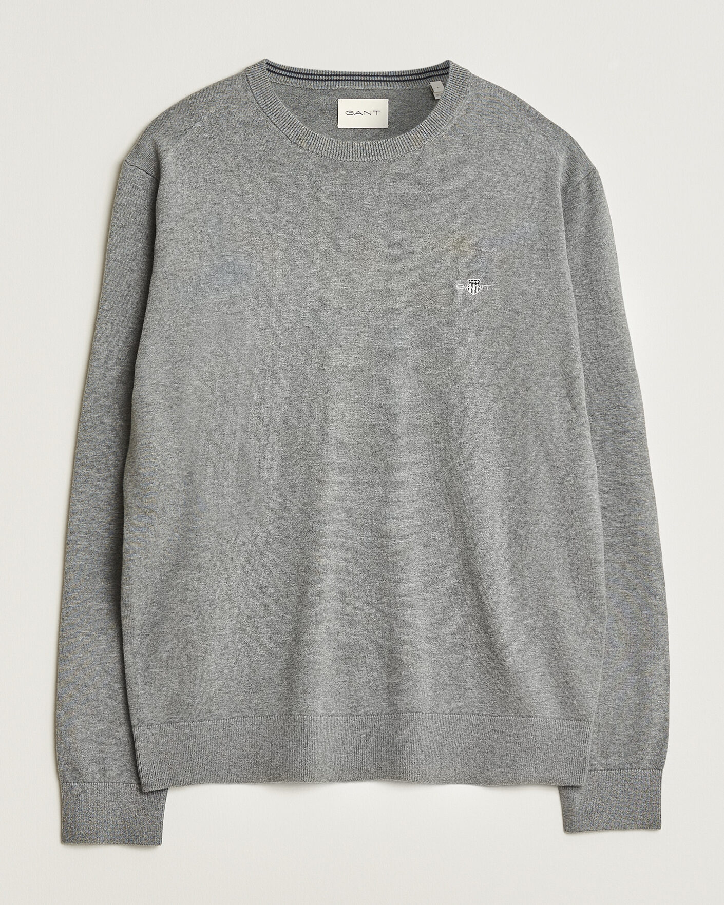 Hombres | Jerséis y prendas de punto | Gant | Classic Cotton Crew Neck Dark Grey Melange