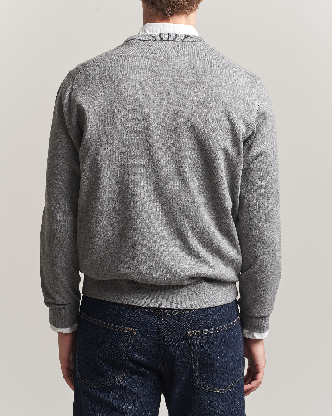 Hombres | Jerséis y prendas de punto | Gant | Classic Cotton Crew Neck Dark Grey Melange