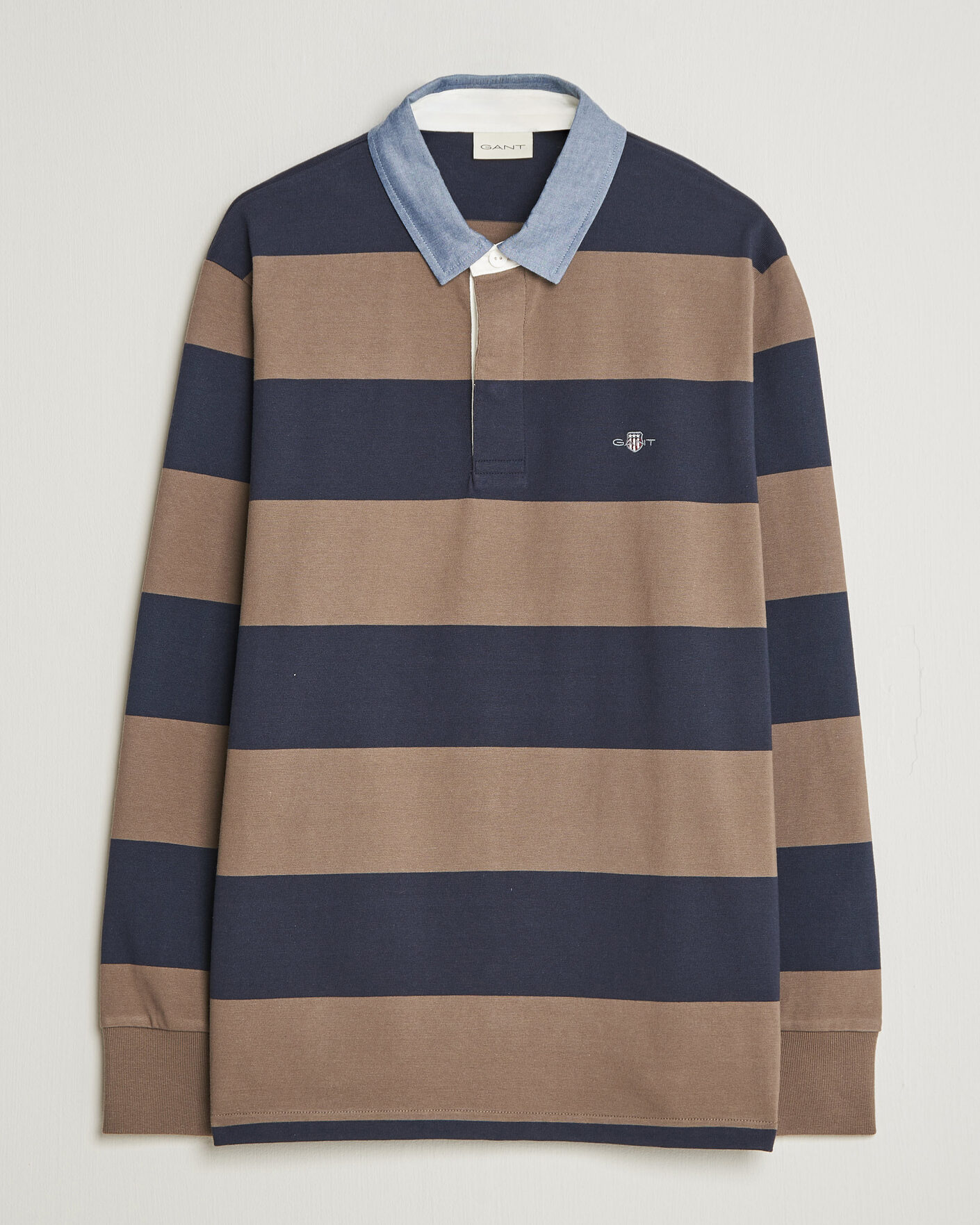Hombres | Jerséis y prendas de punto | Gant | Chambray Barstriped Rugger Faded Taupe