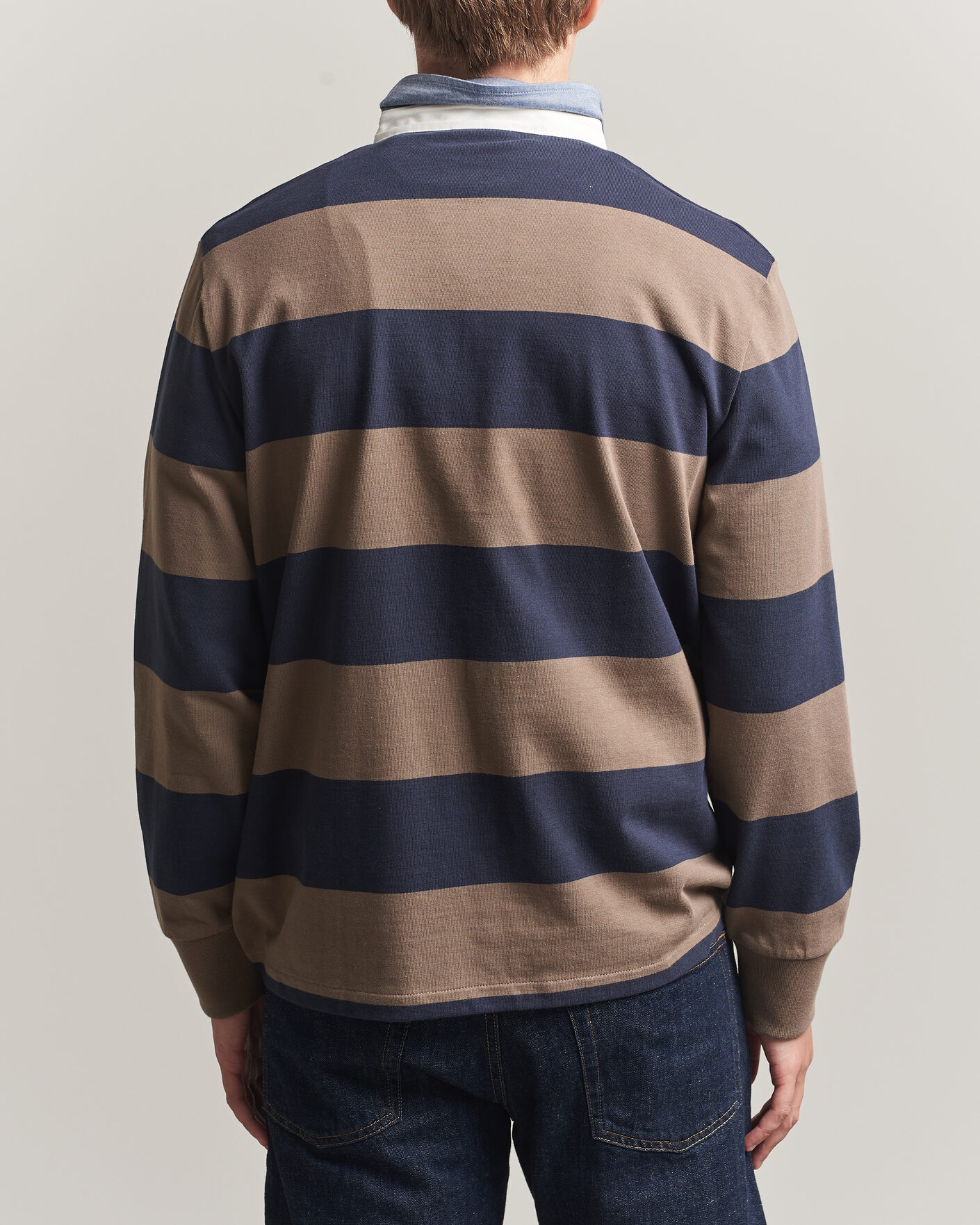 Hombres | Jerséis y prendas de punto | Gant | Chambray Barstriped Rugger Faded Taupe