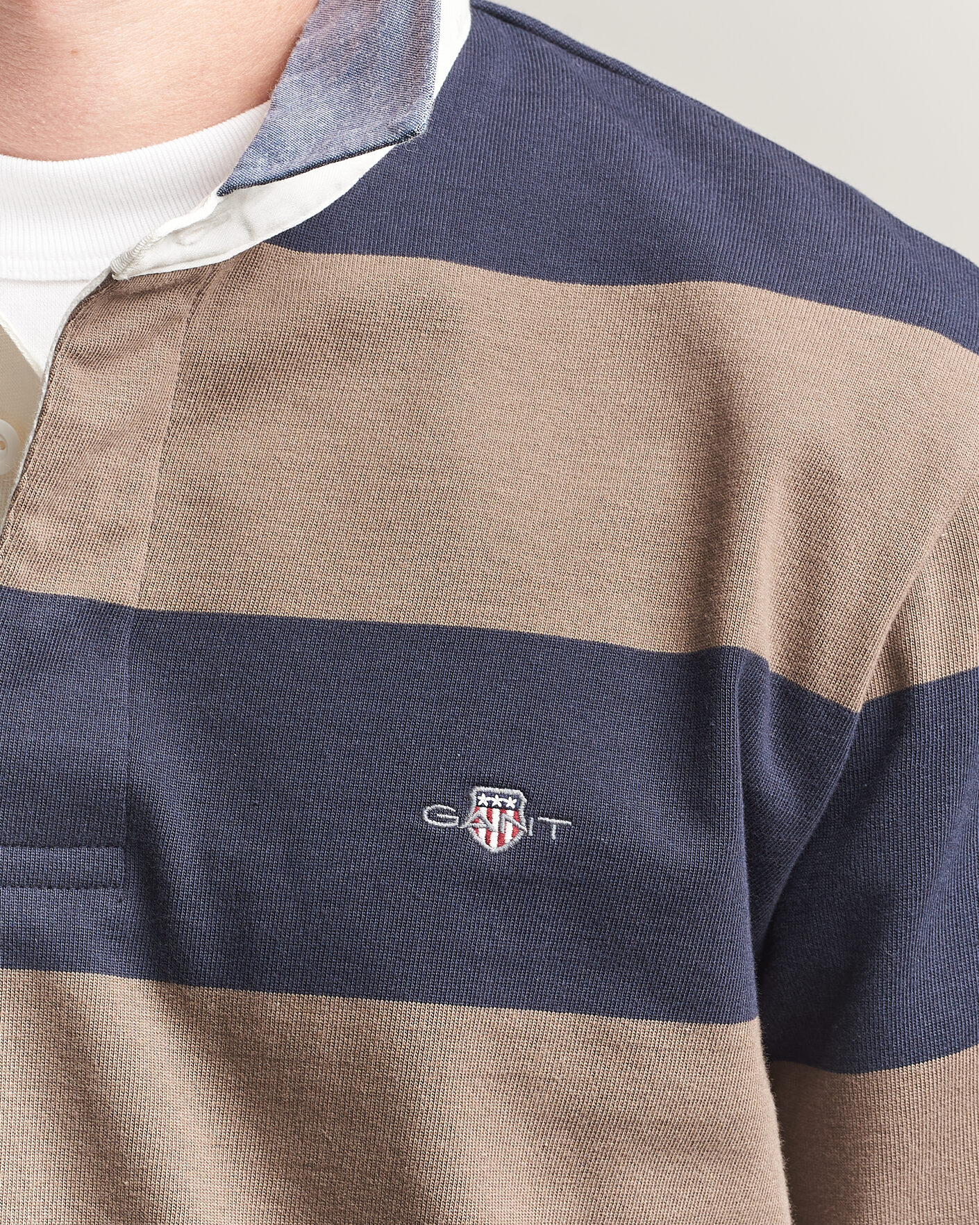 Hombres | Jerséis y prendas de punto | Gant | Chambray Barstriped Rugger Faded Taupe