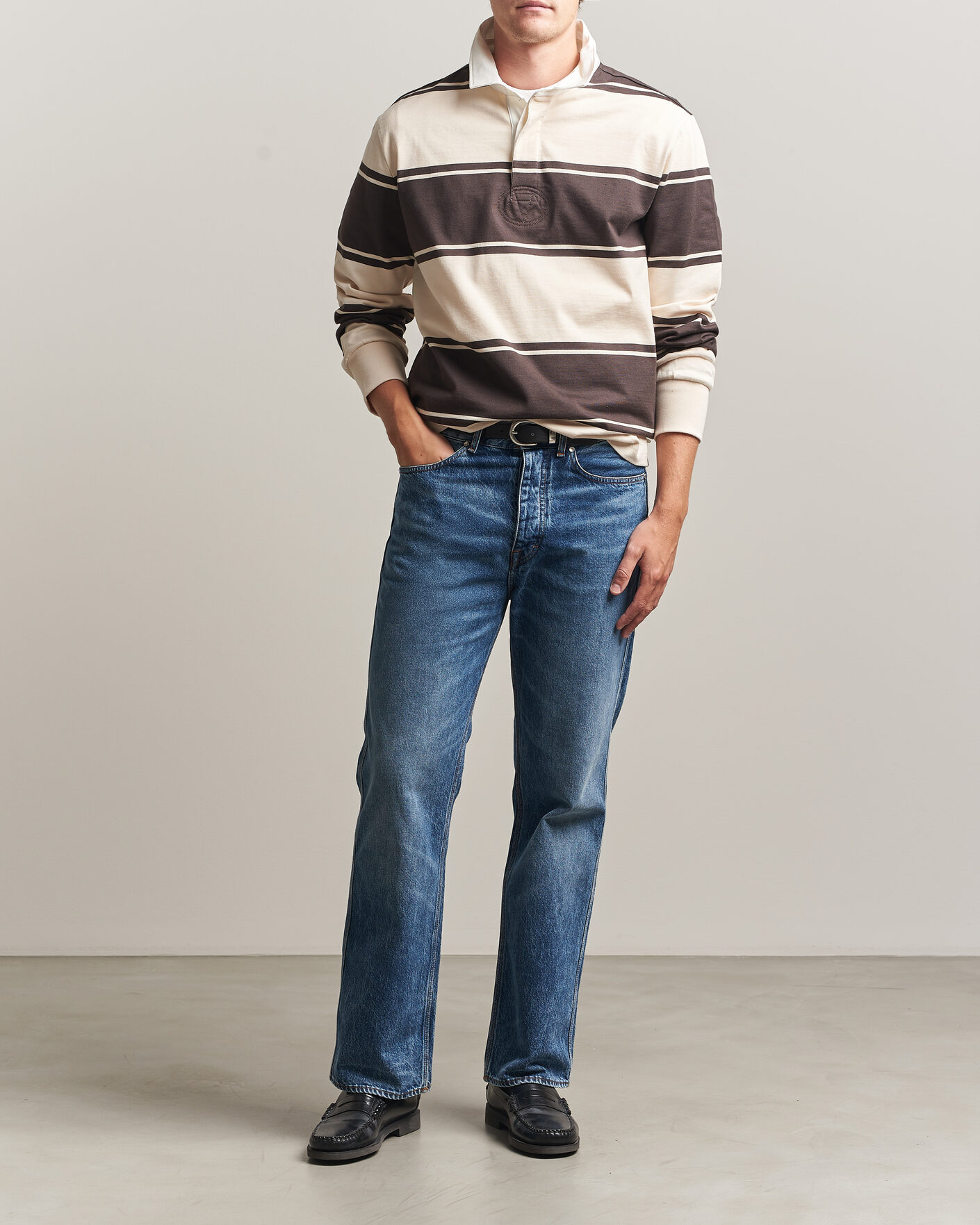 Hombres | Jerséis y prendas de punto | Gant | Striped Rugger Charred Wood Brown