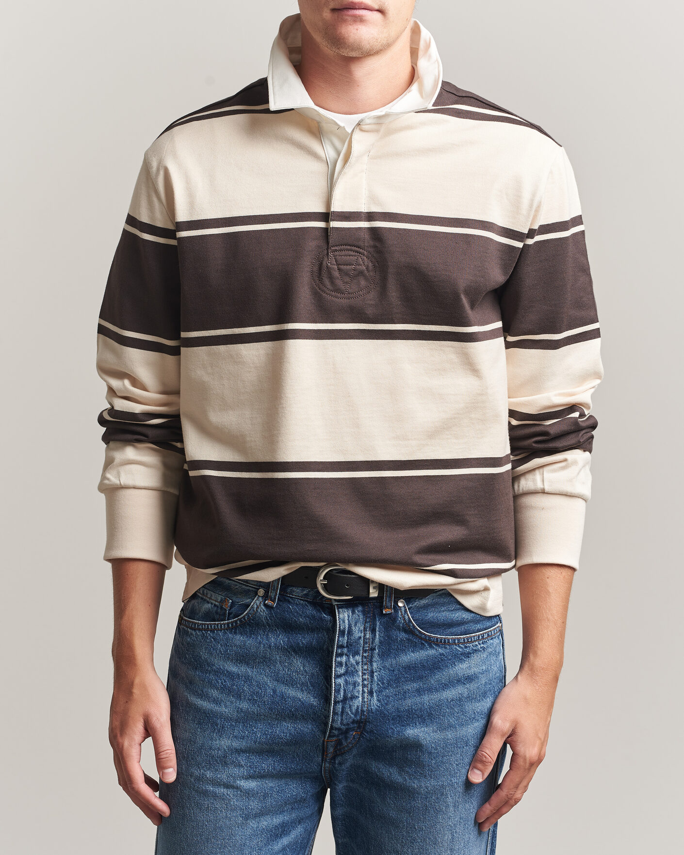 Hombres | Jerséis y prendas de punto | Gant | Striped Rugger Charred Wood Brown