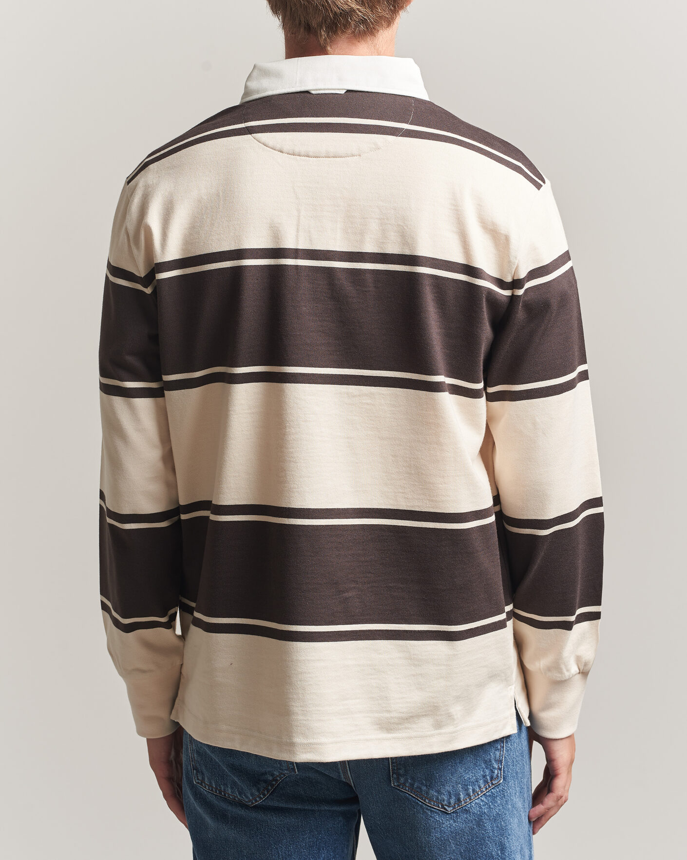 Hombres | Jerséis y prendas de punto | Gant | Striped Rugger Charred Wood Brown