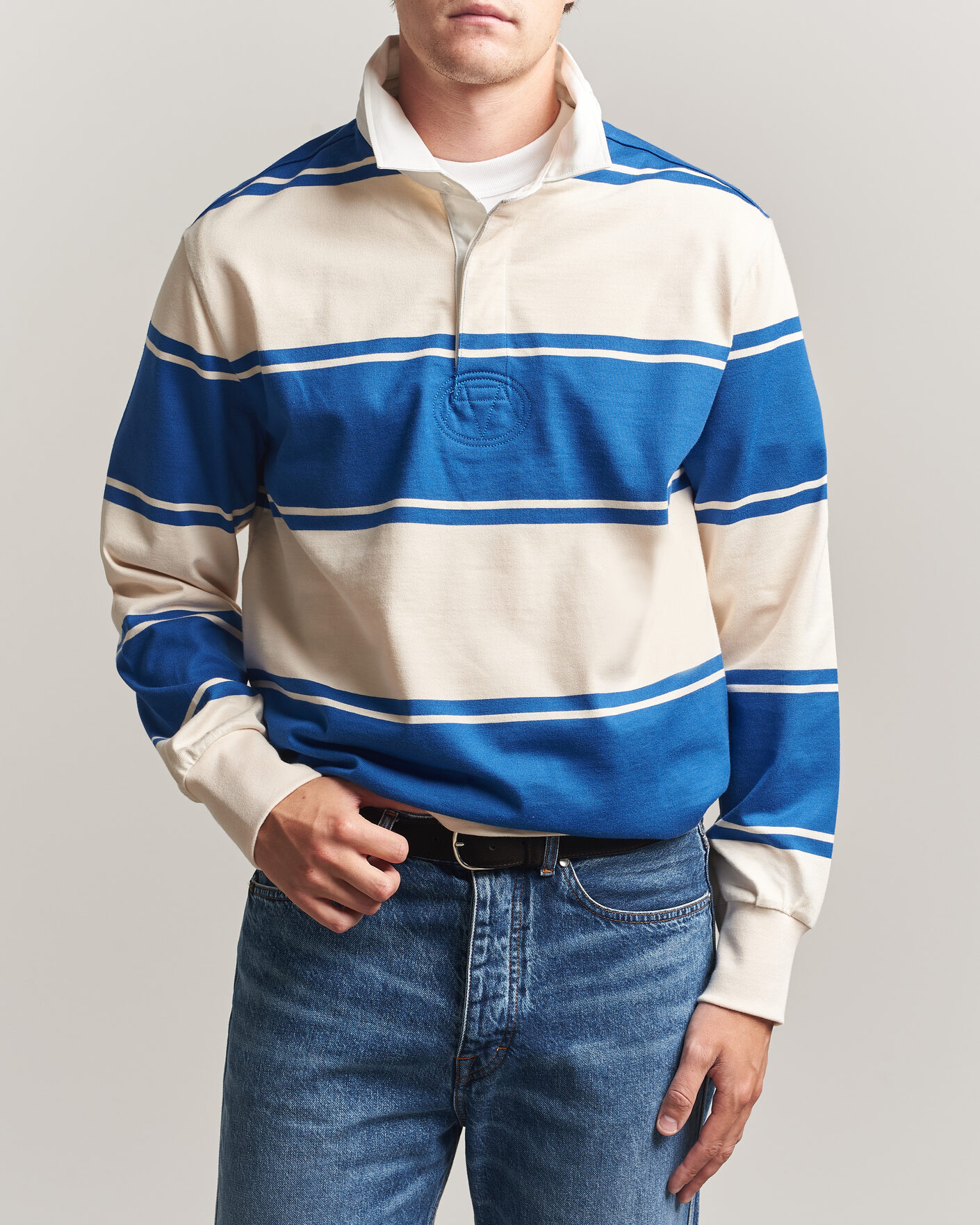 Hombres | Jerséis y prendas de punto | Gant | Striped Rugger Nautical Blue
