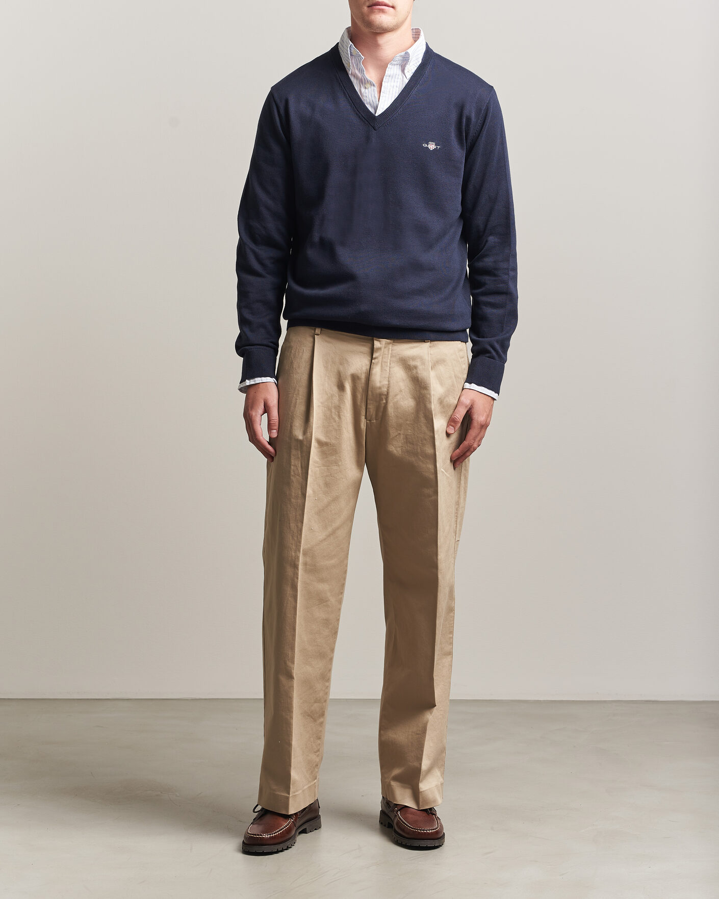Hombres | Jerséis y prendas de punto | Gant | Classic Cotton V-Neck Evening Blue