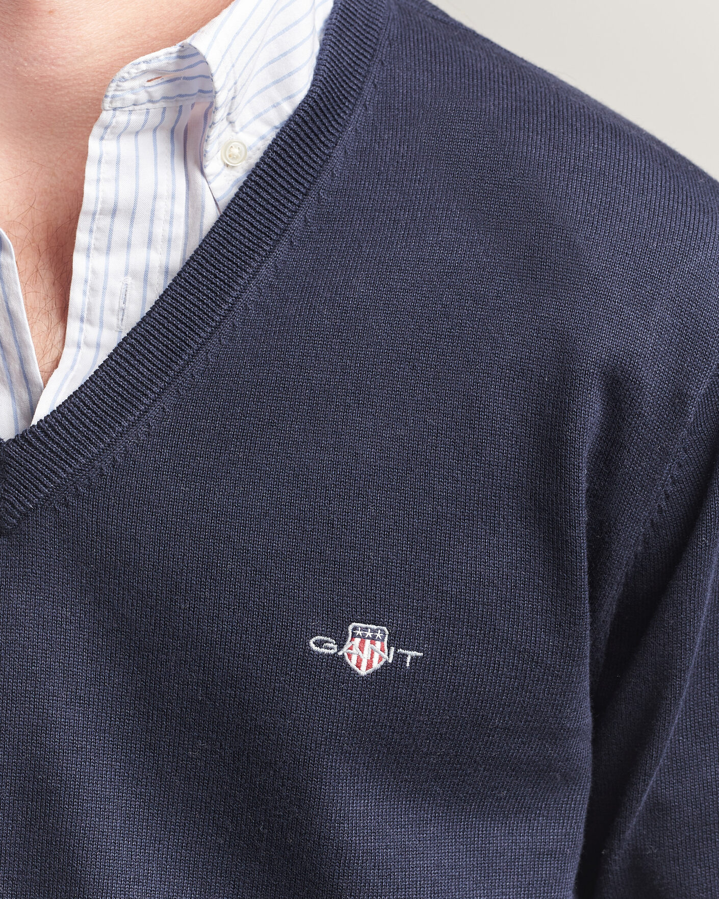 Hombres | Jerséis y prendas de punto | Gant | Classic Cotton V-Neck Evening Blue
