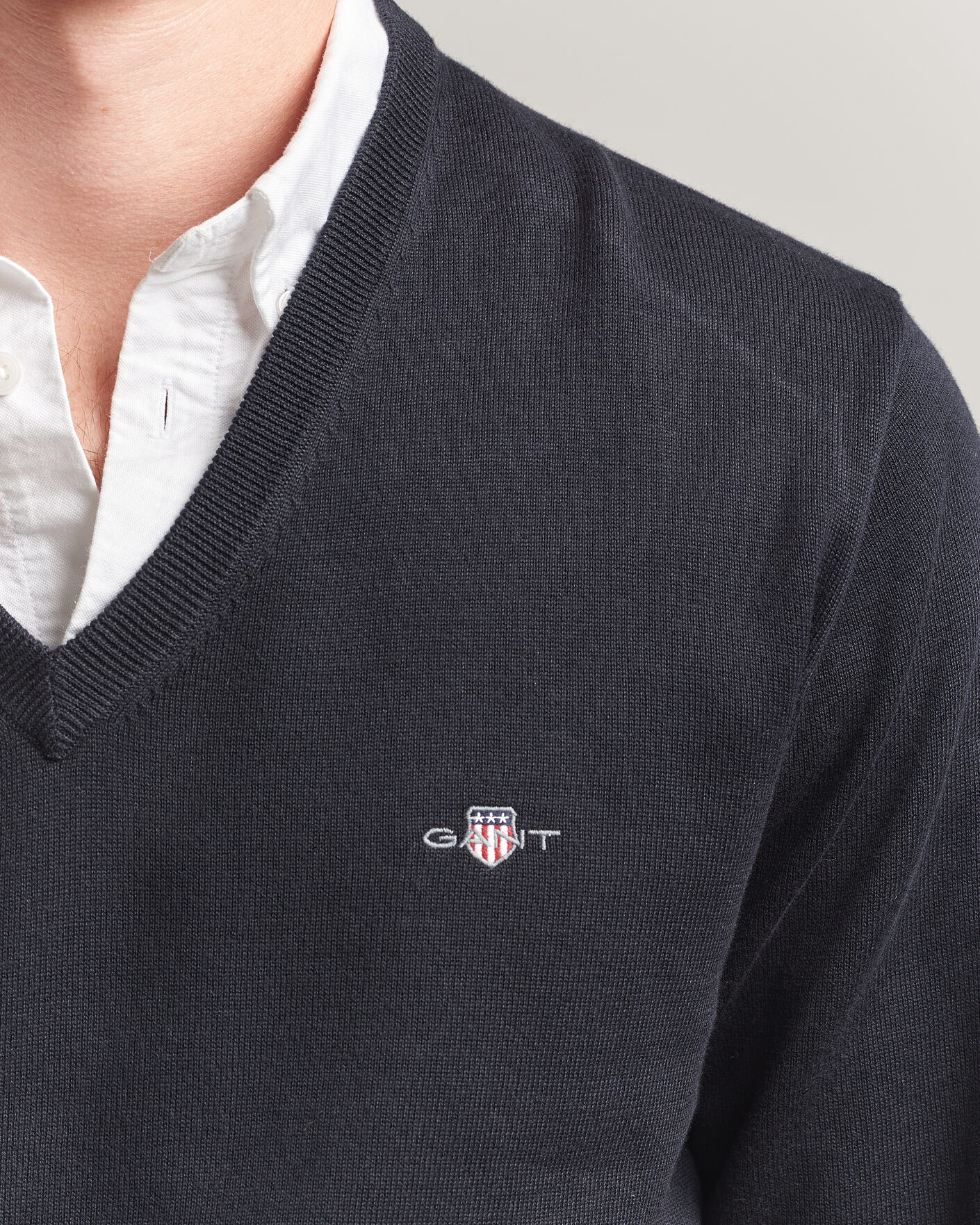 Hombres | Jerséis y prendas de punto | Gant | Classic Cotton V-Neck Black