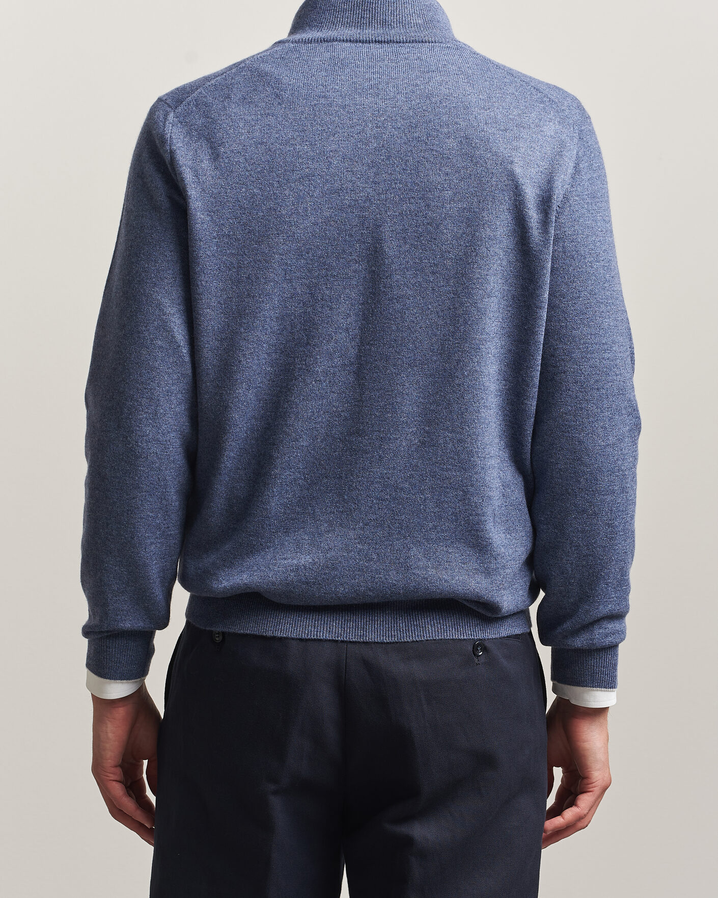 Hombres | Jerséis y prendas de punto | Brunello Cucinelli | 2 Ply Cashmere Half Zip Denim Blue