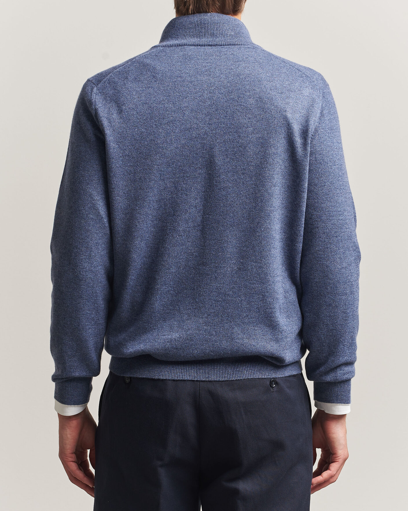Hombres | Jerséis y prendas de punto | Brunello Cucinelli | 2 Ply Cashmere Half Zip Denim Blue
