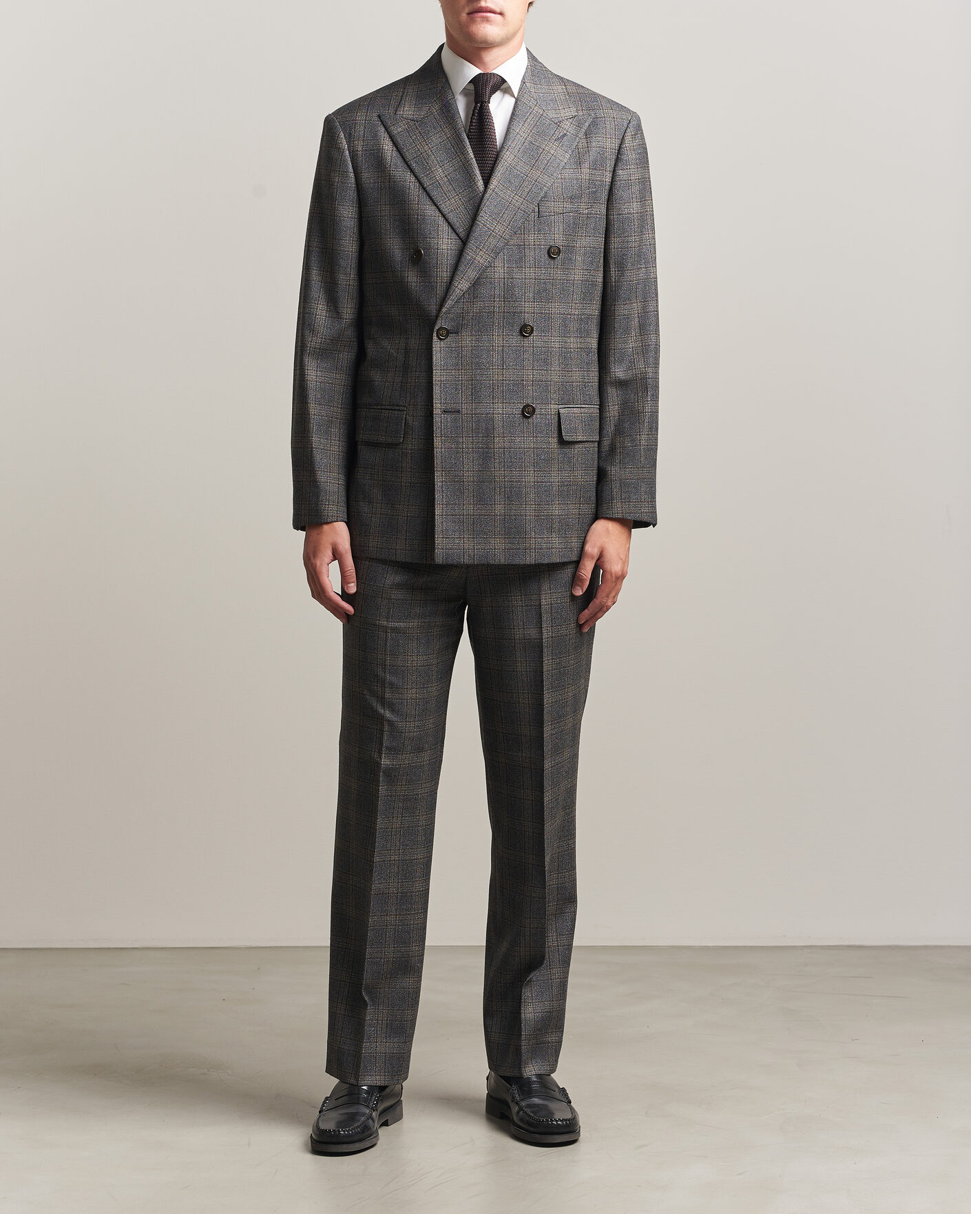 Hombres | Pantalones | Gant | Wool Glencheck Suit Trousers Ceramic Grey