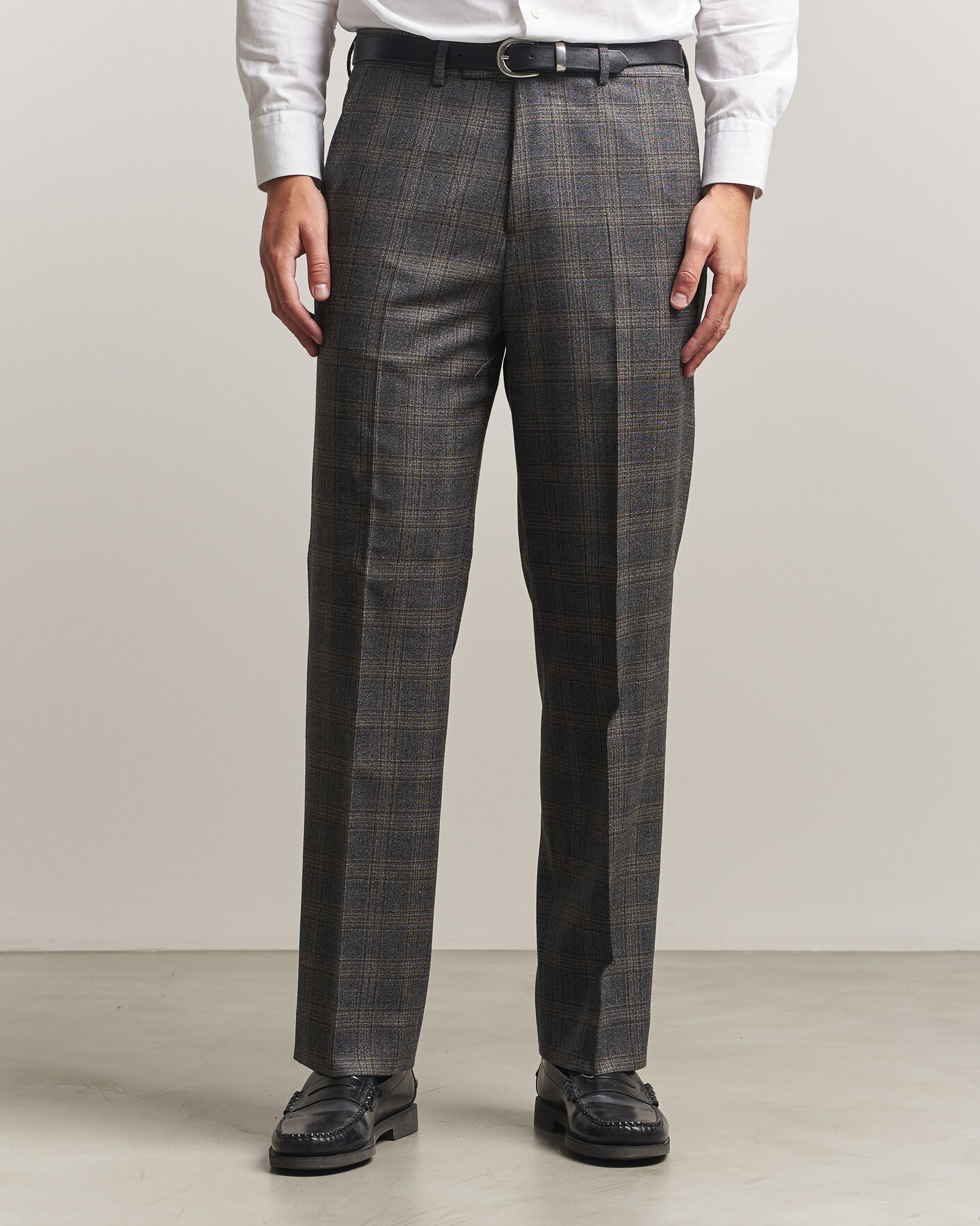 Hombres | Pantalones | Gant | Wool Glencheck Suit Trousers Ceramic Grey