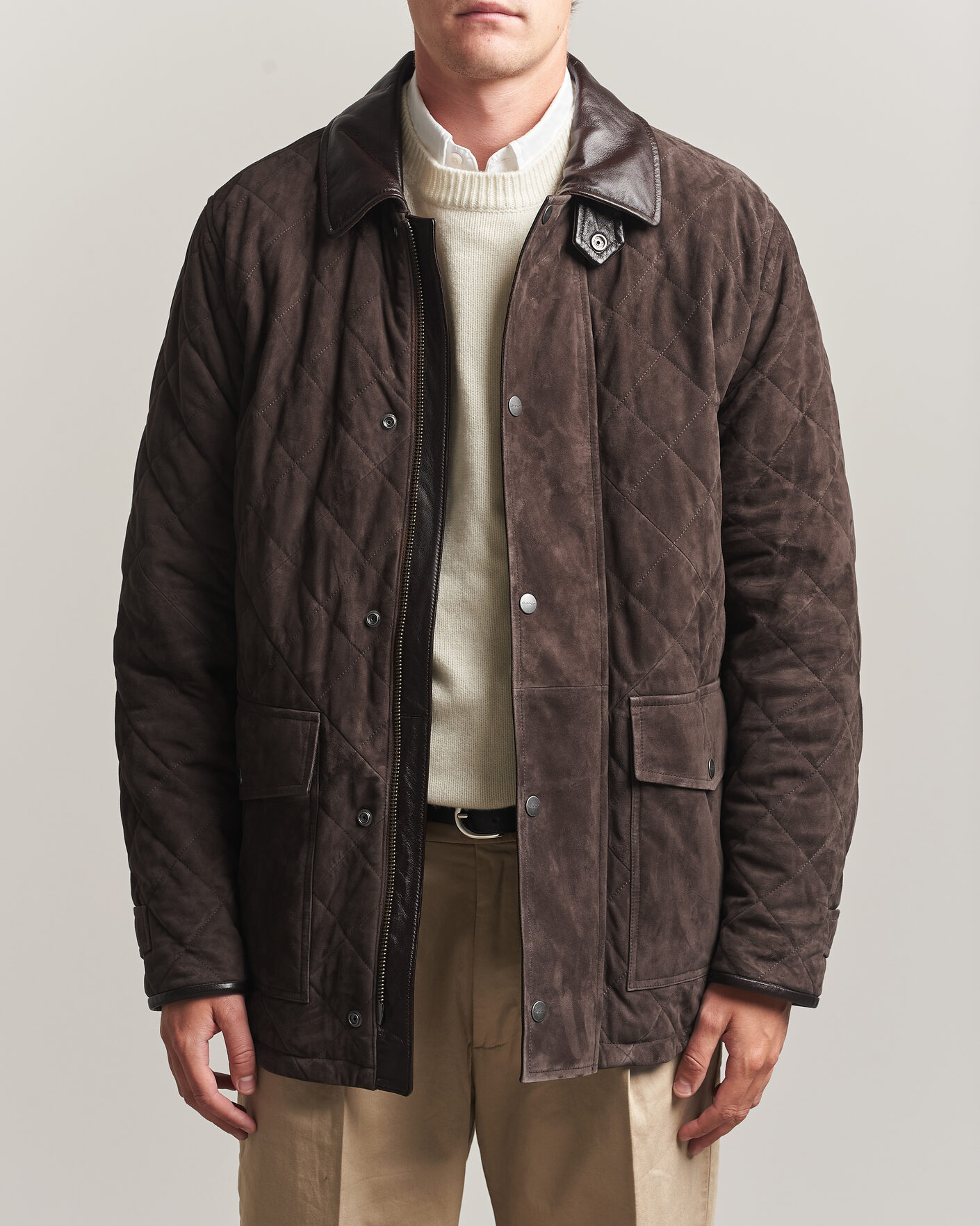 Hombres | Abrigos y chaquetas | Gant | Quilted Suede Jacket Black Brown