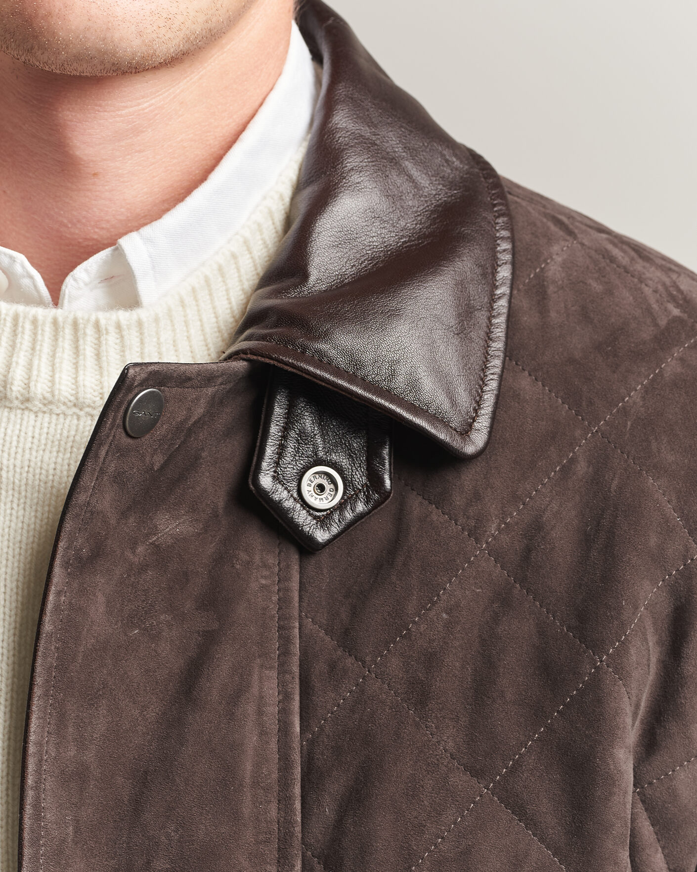 Hombres | Abrigos y chaquetas | Gant | Quilted Suede Jacket Black Brown