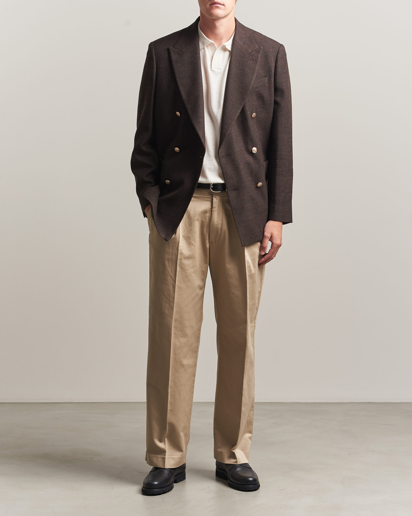 Hombres | Blazers | Gant | Wool Textured Double Breasted Blazer Black Brown