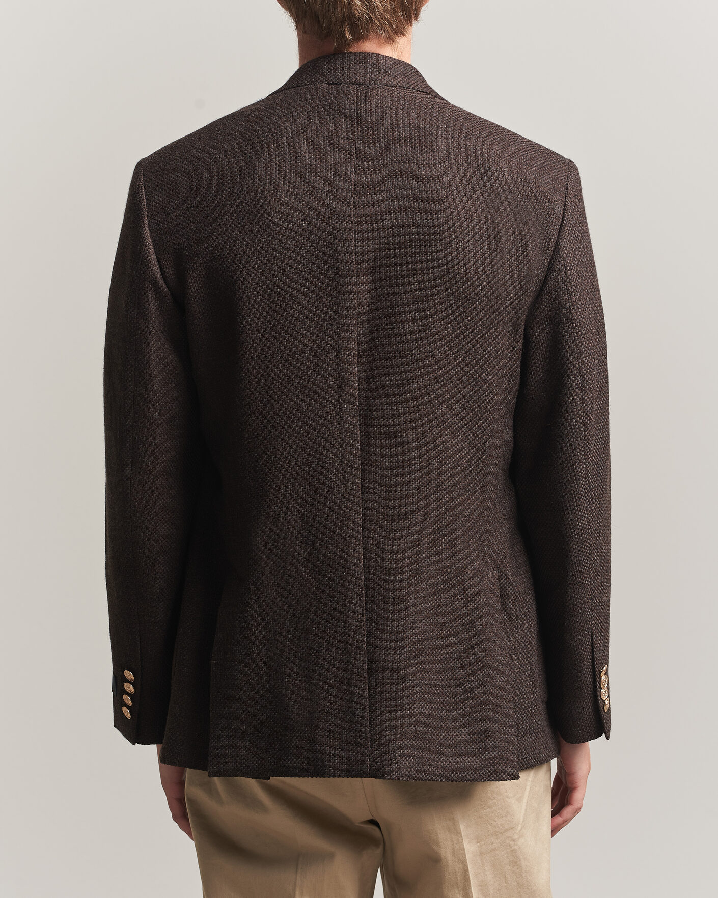Hombres | Blazers | Gant | Wool Textured Double Breasted Blazer Black Brown