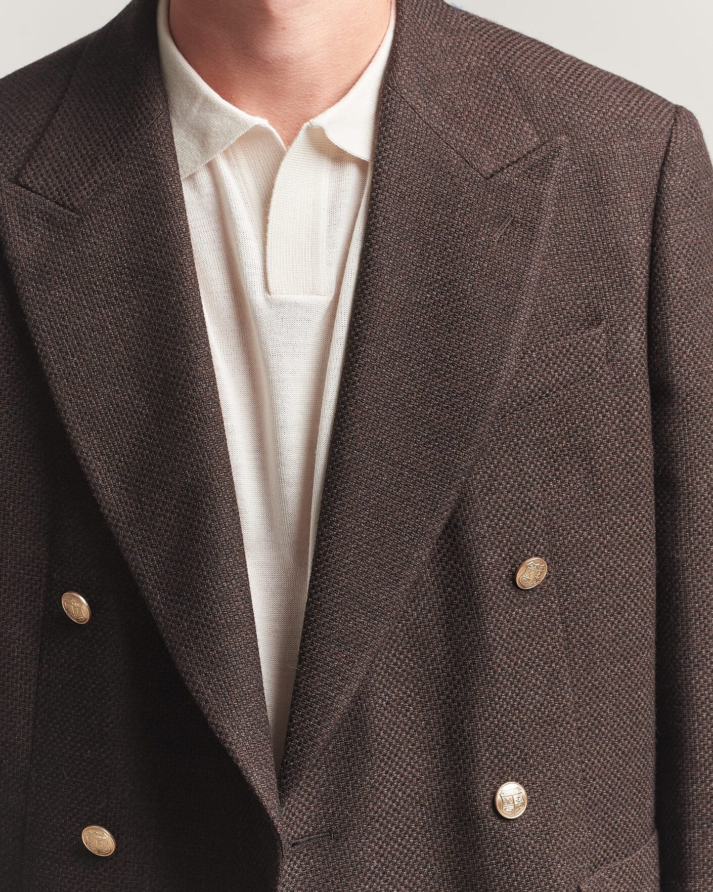 Hombres | Blazers | Gant | Wool Textured Double Breasted Blazer Black Brown