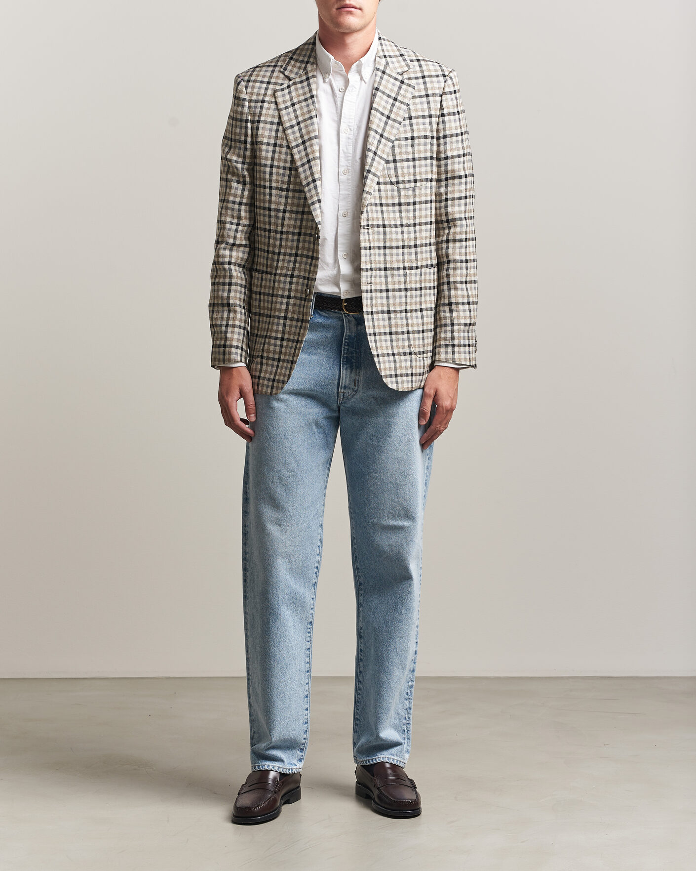 Hombres | Blazers | Gant | Wool/Linen Checked Blazer Cream