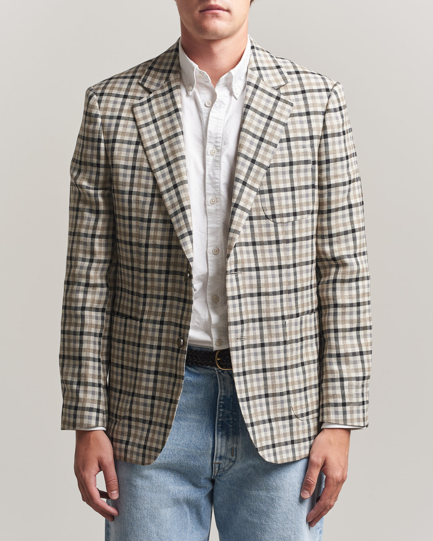 Hombres | Blazers | Gant | Wool/Linen Checked Blazer Cream