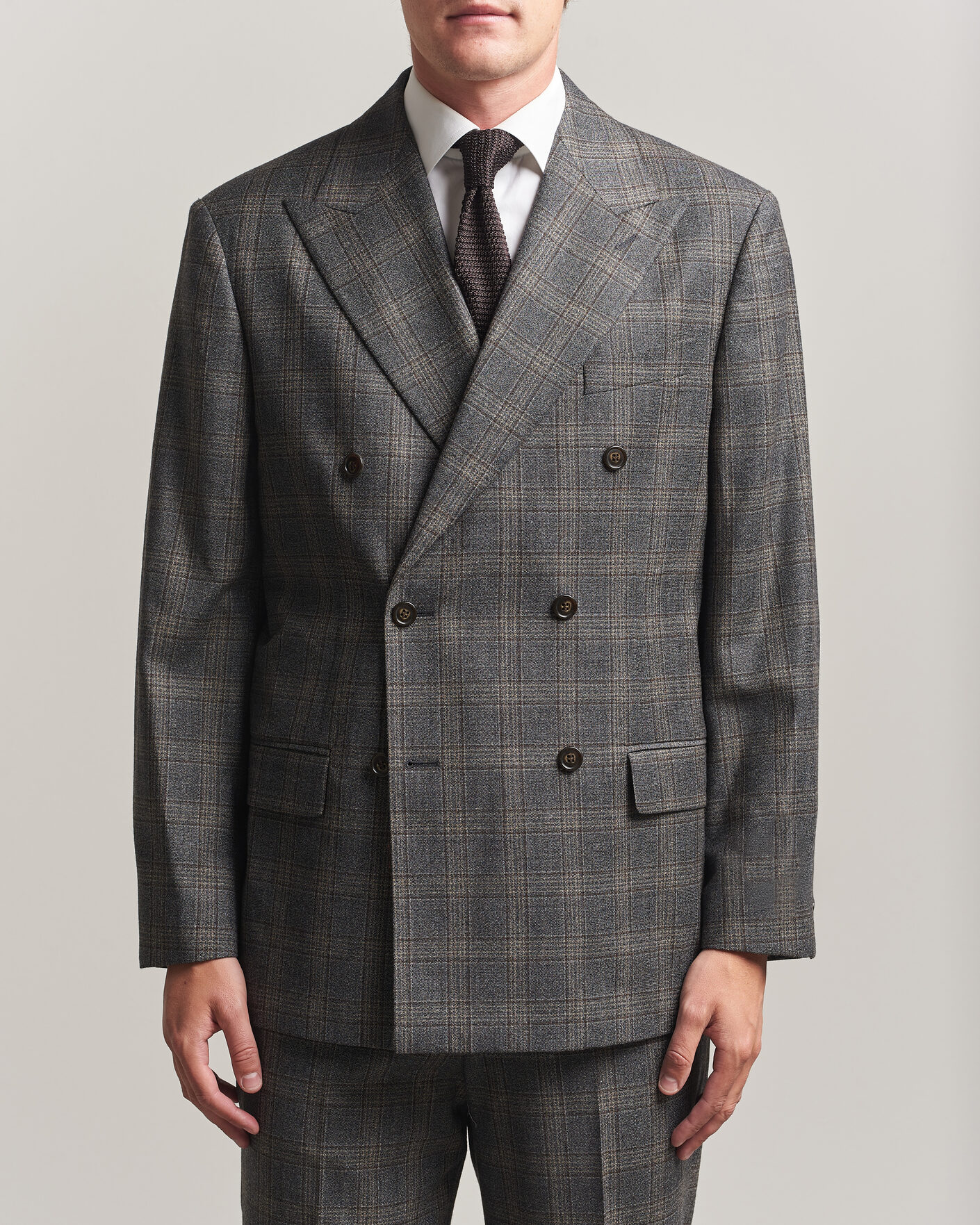 Hombres | Blazers | Gant | Wool Glencheck Double Breasted Blazer Ceramic Grey