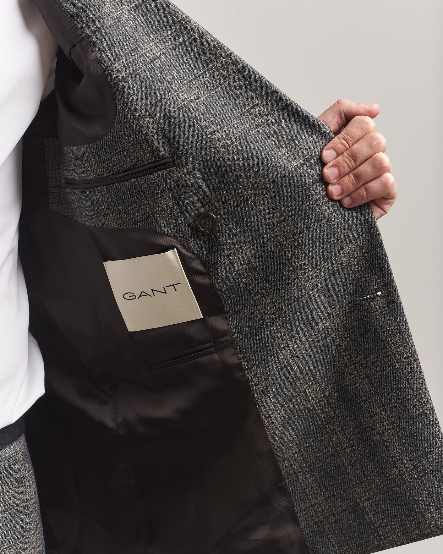 Hombres | Blazers | Gant | Wool Glencheck Double Breasted Blazer Ceramic Grey