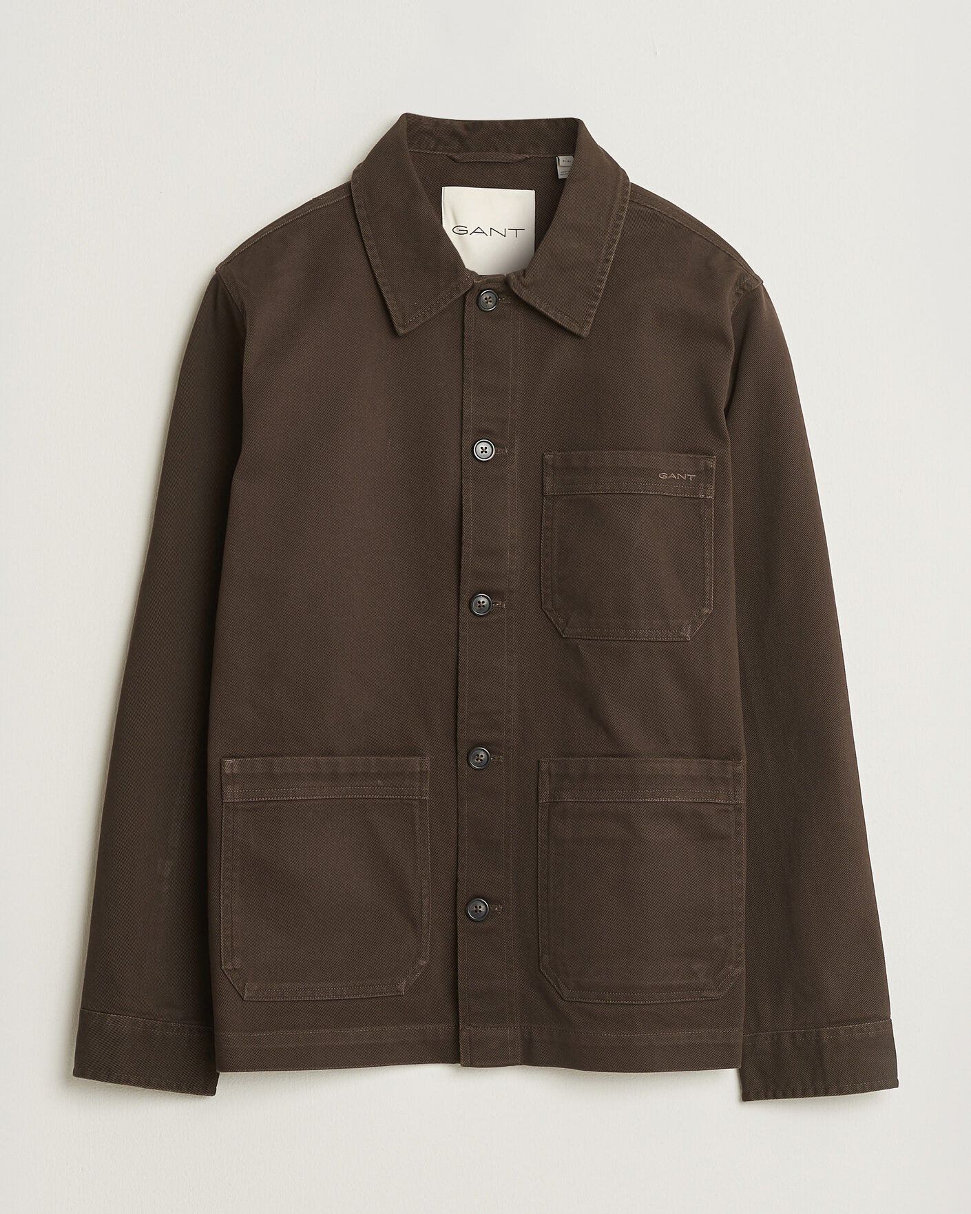 Hombres | Camisas | Gant | Regular Fit Brushed Twill Overshirt Black Brown