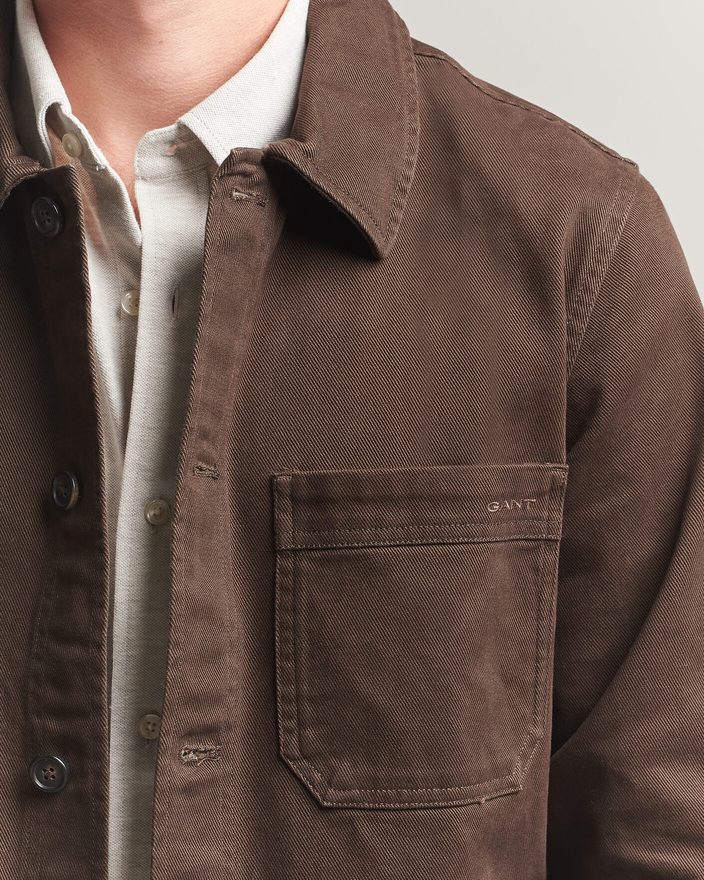 Hombres | Camisas | Gant | Regular Fit Brushed Twill Overshirt Black Brown