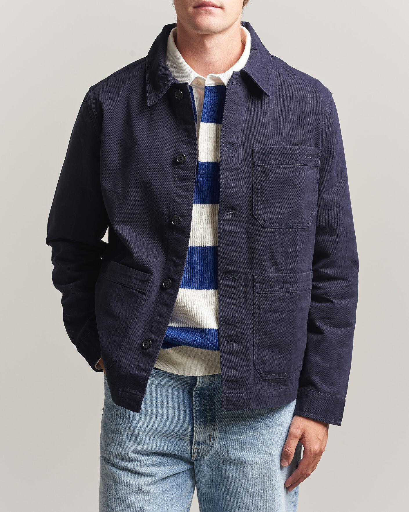 Hombres | Camisas | Gant | Regular Fit Brushed Twill Overshirt Evening Blue