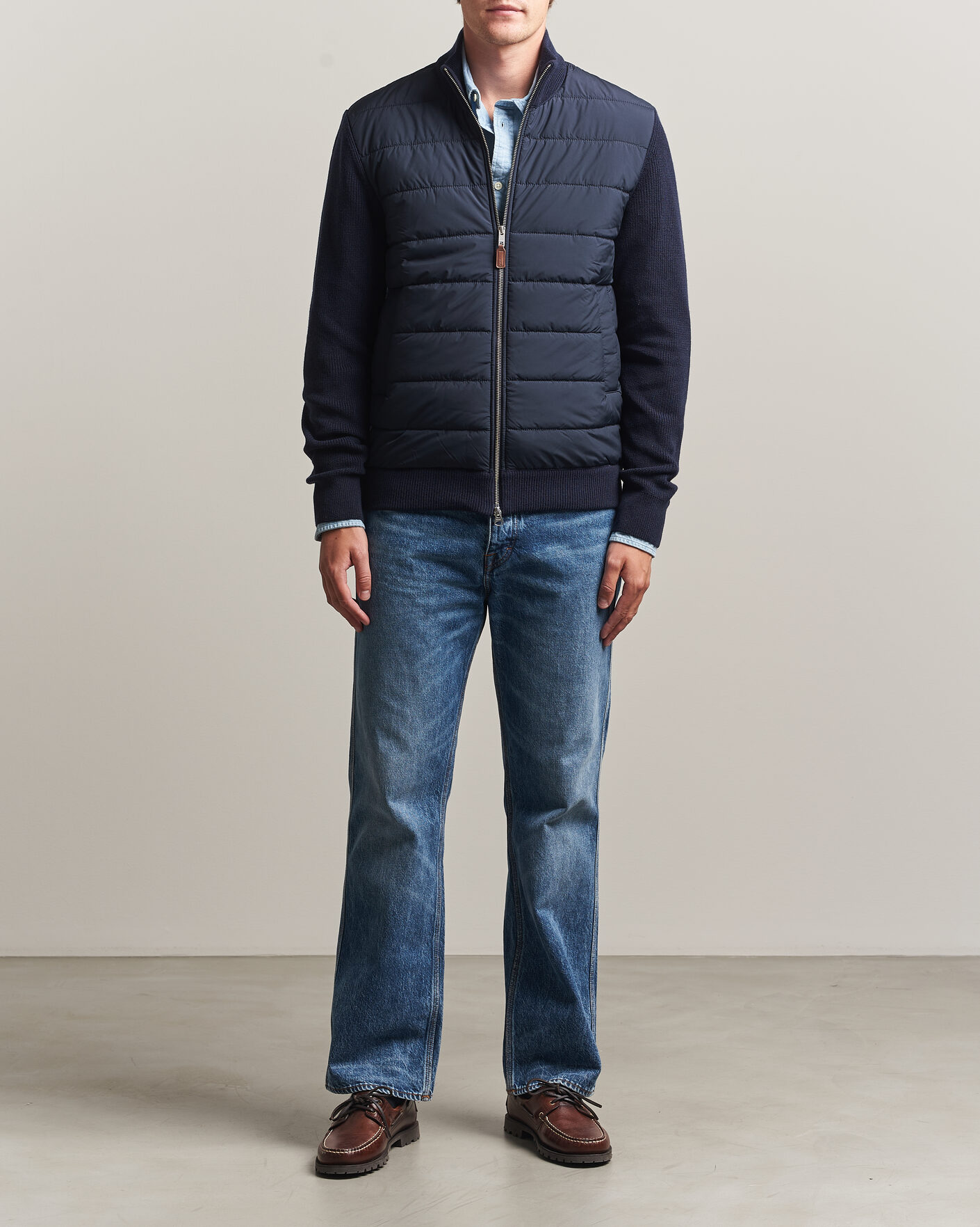 Hombres | Jerséis y prendas de punto | Gant | Hybrid Full Zip Evening Blue