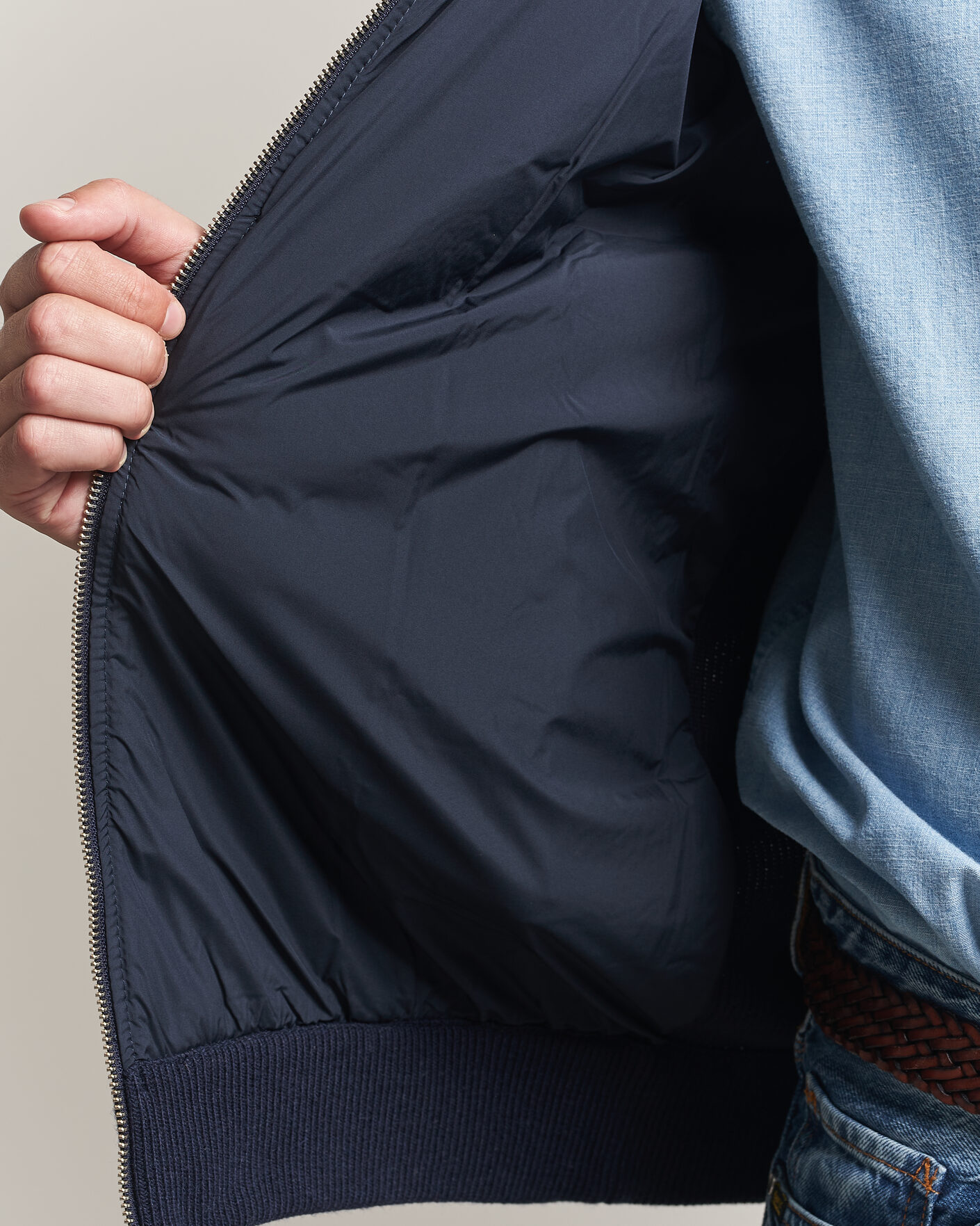 Hombres | Jerséis y prendas de punto | Gant | Hybrid Full Zip Evening Blue
