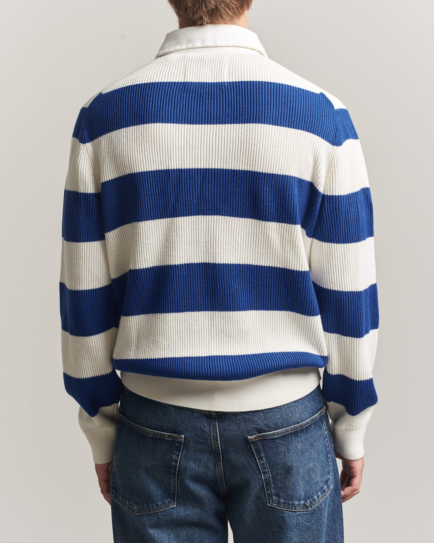 Hombres | Jerséis y prendas de punto | Gant | Cotton/Merino Knitted Striped Rugger Cream