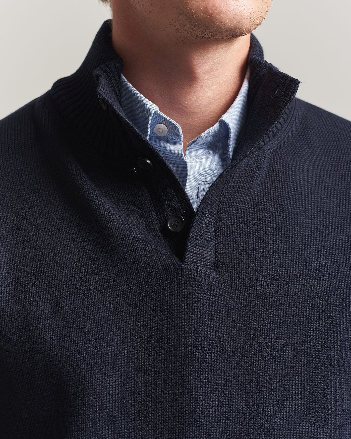 Hombres | Jerséis y prendas de punto | Gant | Supima Cotton Half Buttoned Neck Evening Blue