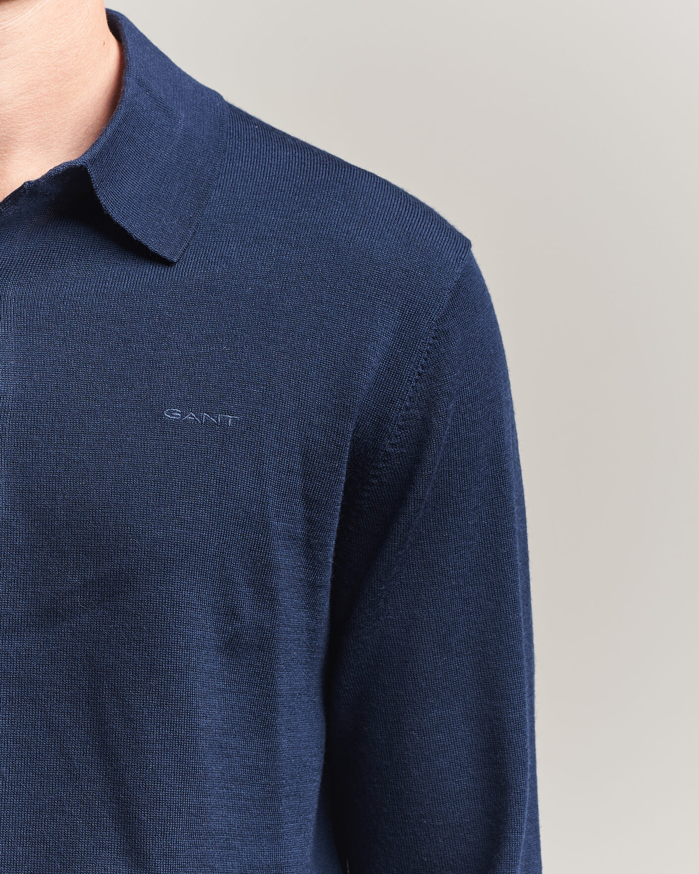 Hombres | Jerséis y prendas de punto | Gant | Extrafine Merino Knitted Polo Marine