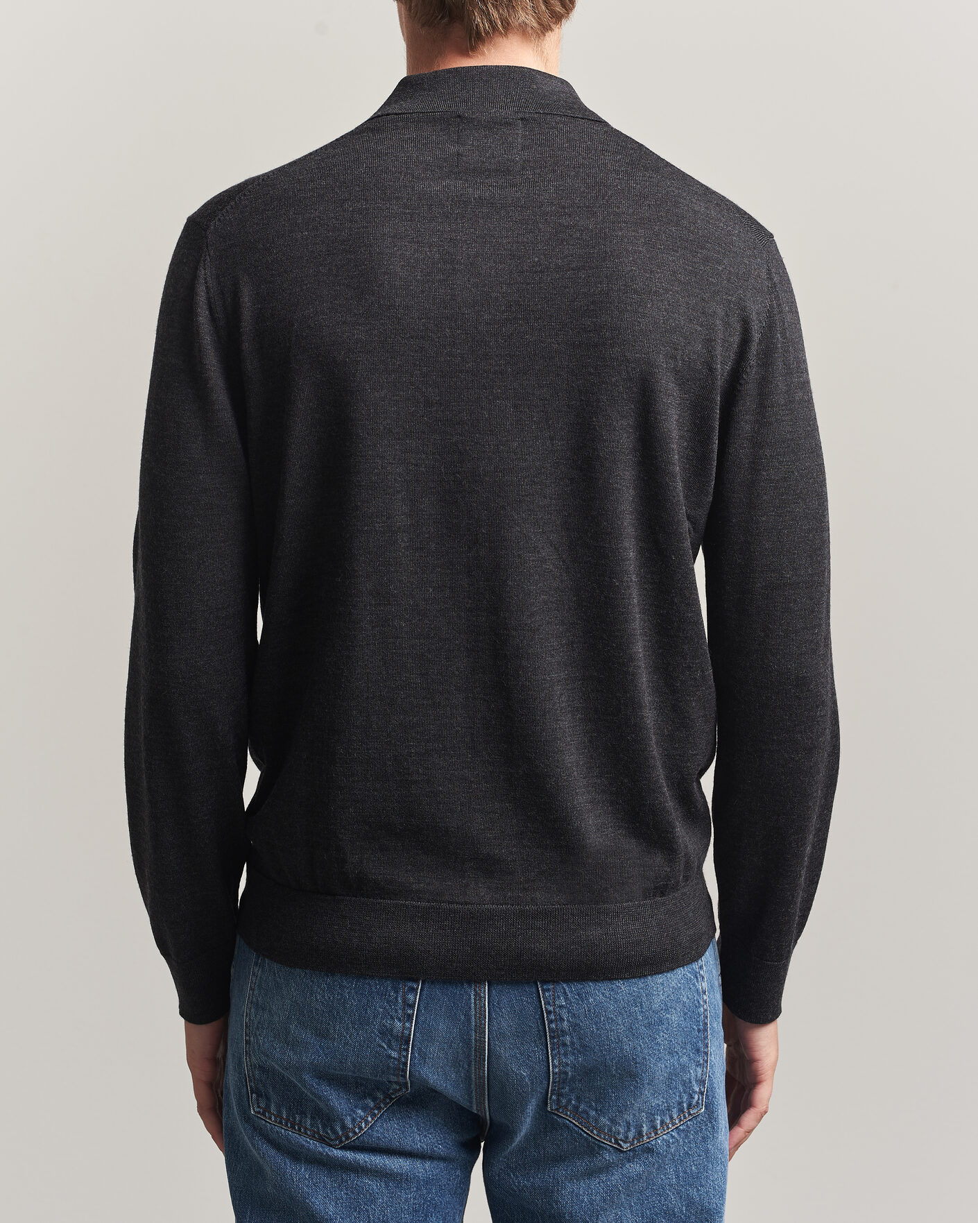 Hombres | Jerséis y prendas de punto | Gant | Extrafine Merino Knitted Polo Dark Charcoal Melange