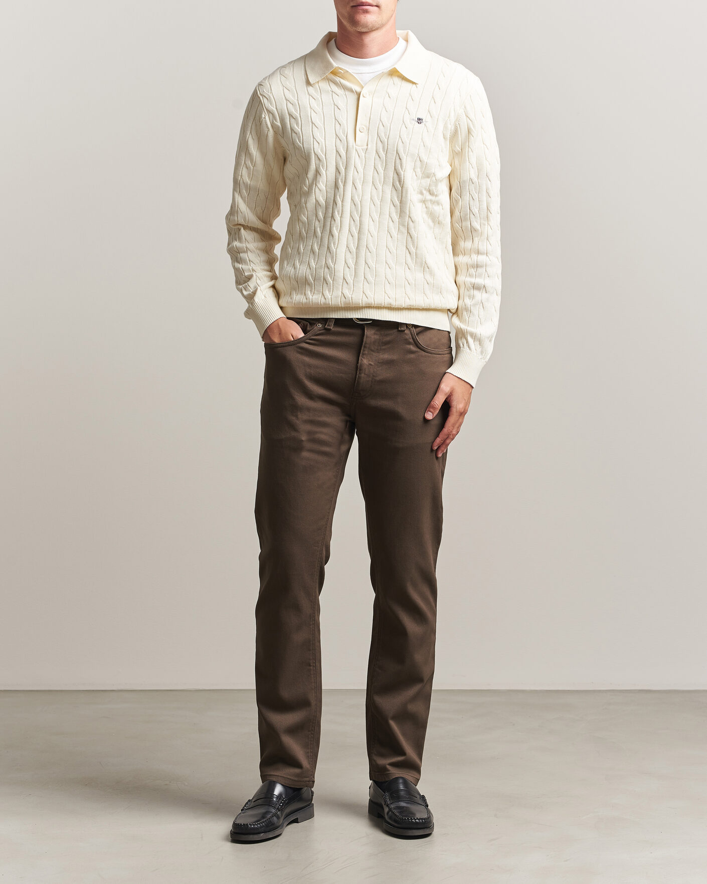 Hombres | Jerséis y prendas de punto | Gant | Cotton Cable Polo Cream
