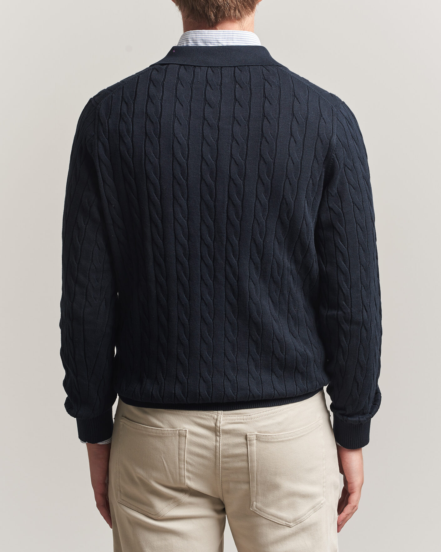 Hombres | Jerséis y prendas de punto | Gant | Cotton Cable Polo Evening Blue