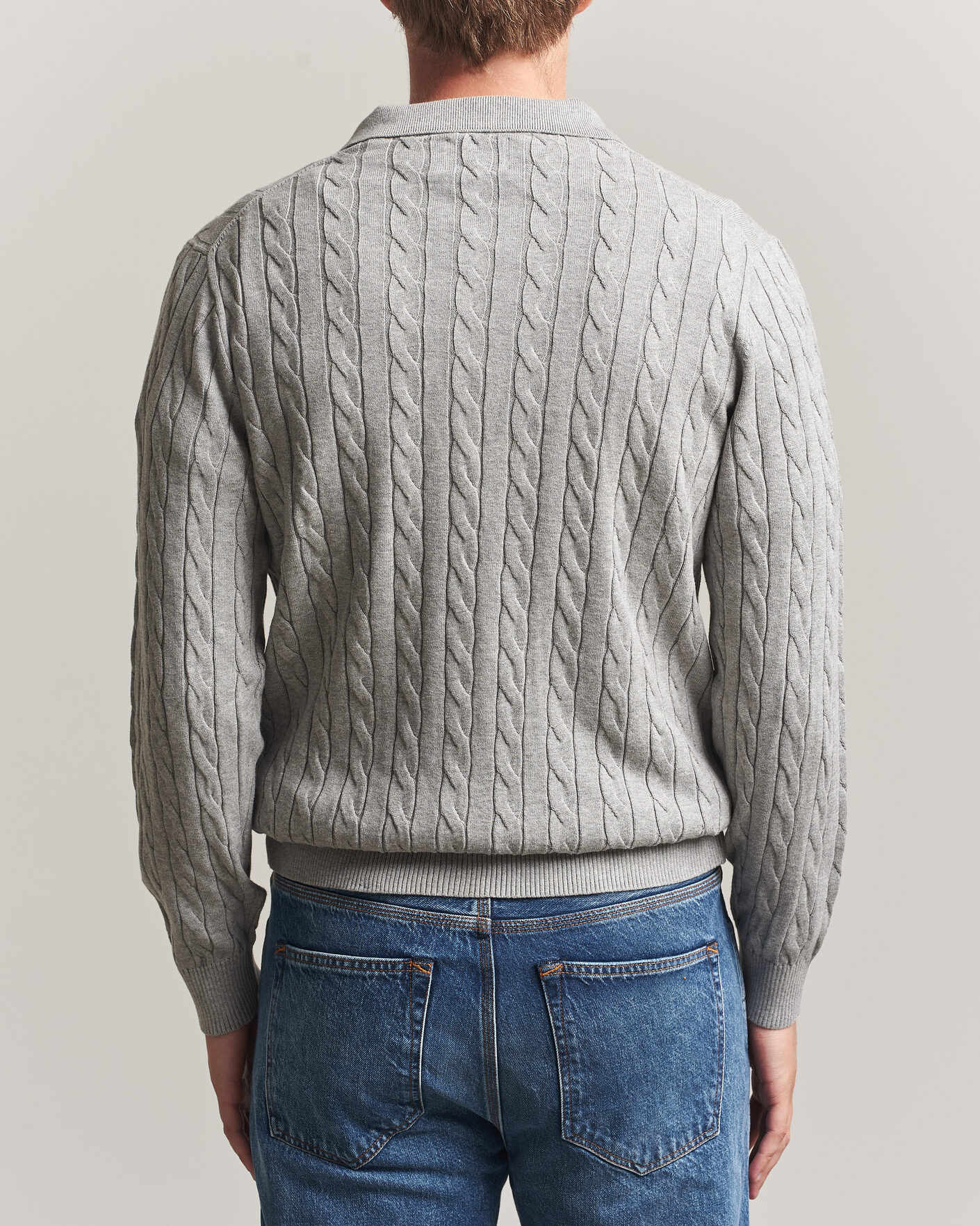 Hombres | Jerséis y prendas de punto | Gant | Cotton Cable Polo Grey Melange