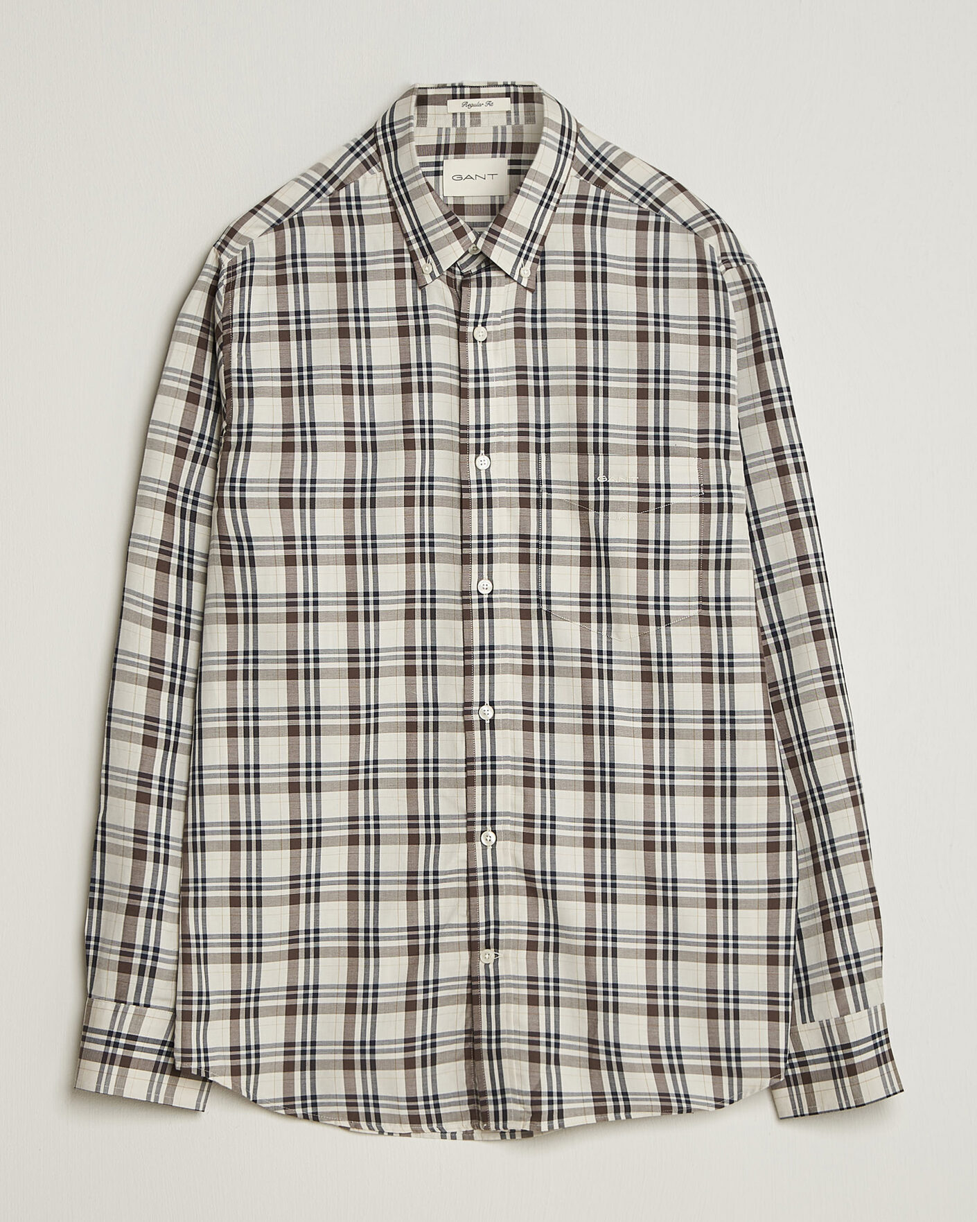 Hombres | Camisas | Gant | Regular Fit Twill Checked Shirt Sand