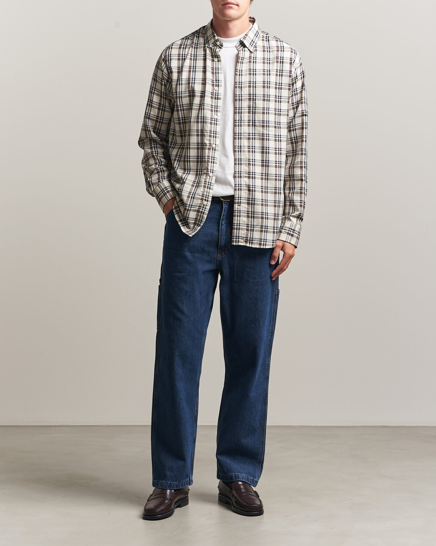 Hombres | Camisas | Gant | Regular Fit Twill Checked Shirt Sand