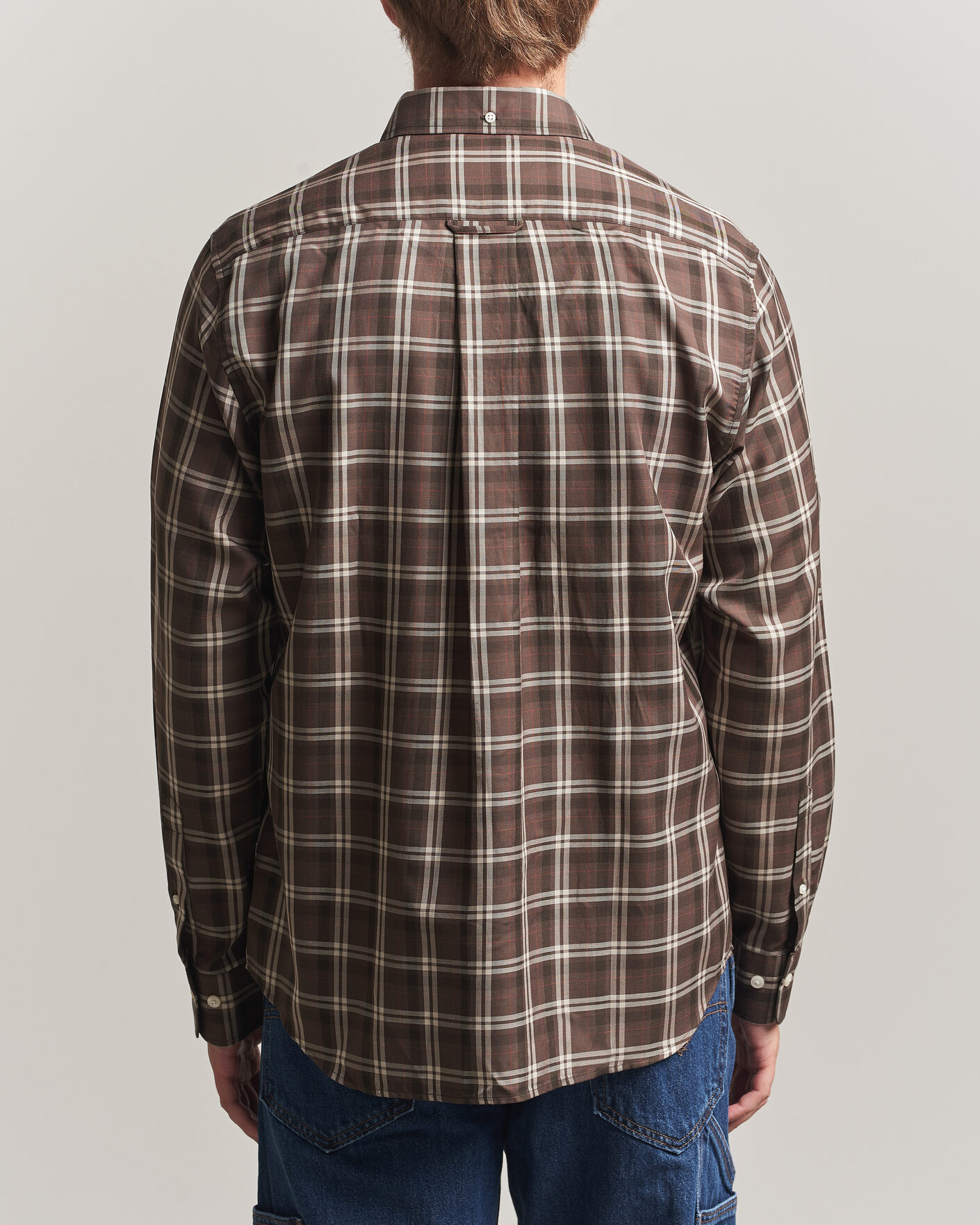 Hombres | Camisas | Gant | Regular Fit Twill Checked Shirt Faded Taupe