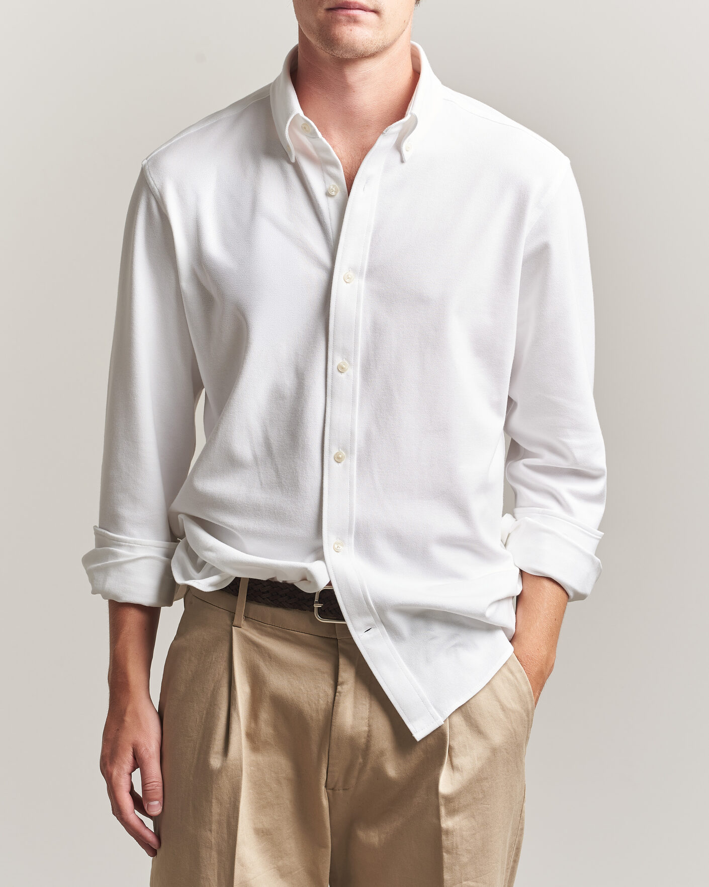 Hombres | Camisas | Gant | Regular Fit Jersey Pique Shirt White