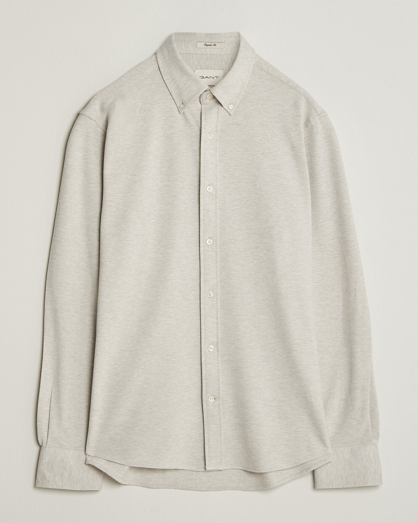 Hombres | Camisas | Gant | Regular Fit Jersey Pique Shirt Light Beige Melange