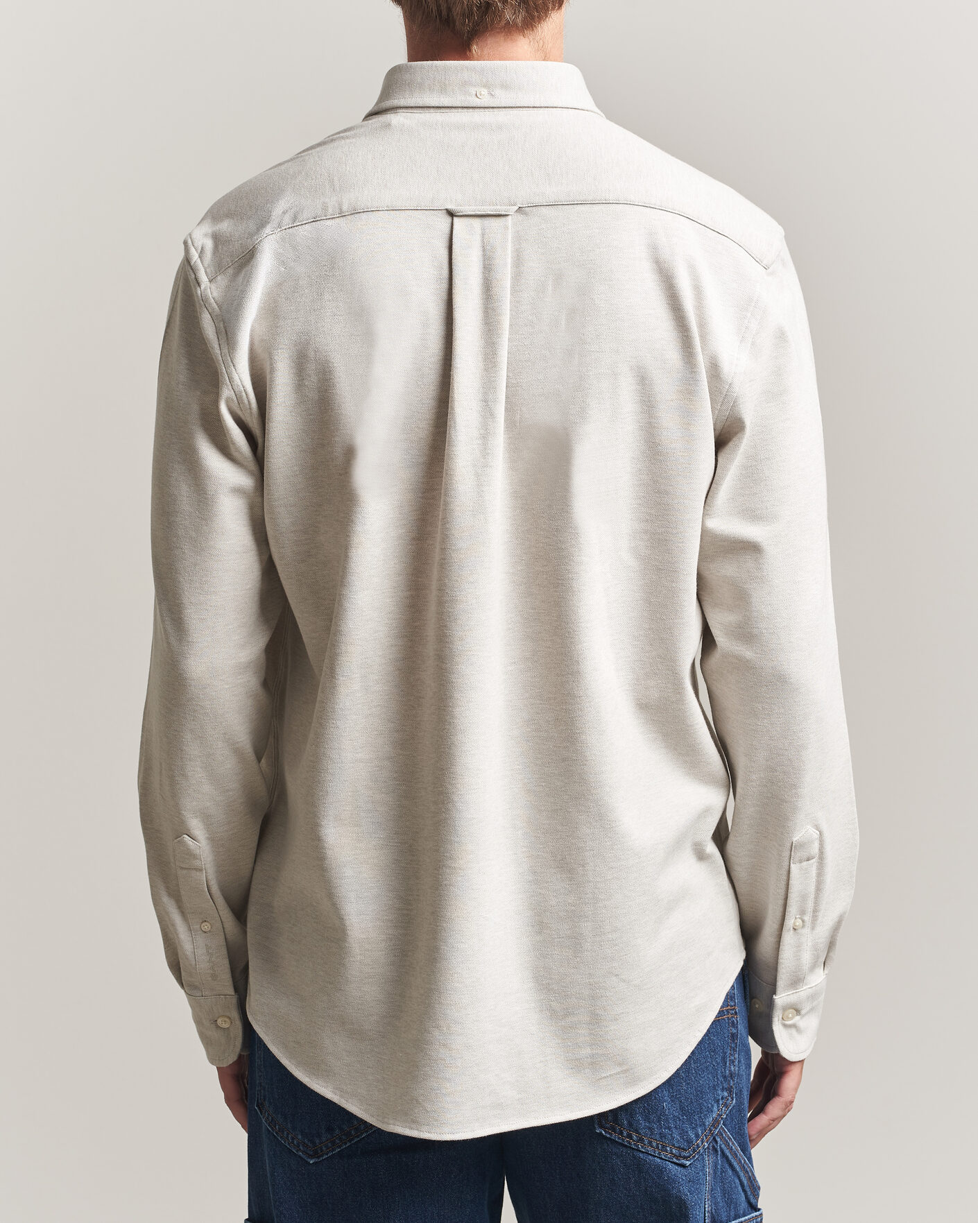 Hombres | Camisas | Gant | Regular Fit Jersey Pique Shirt Light Beige Melange
