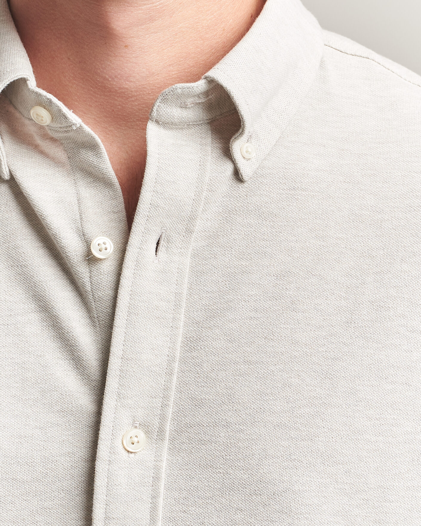 Hombres | Camisas | Gant | Regular Fit Jersey Pique Shirt Light Beige Melange